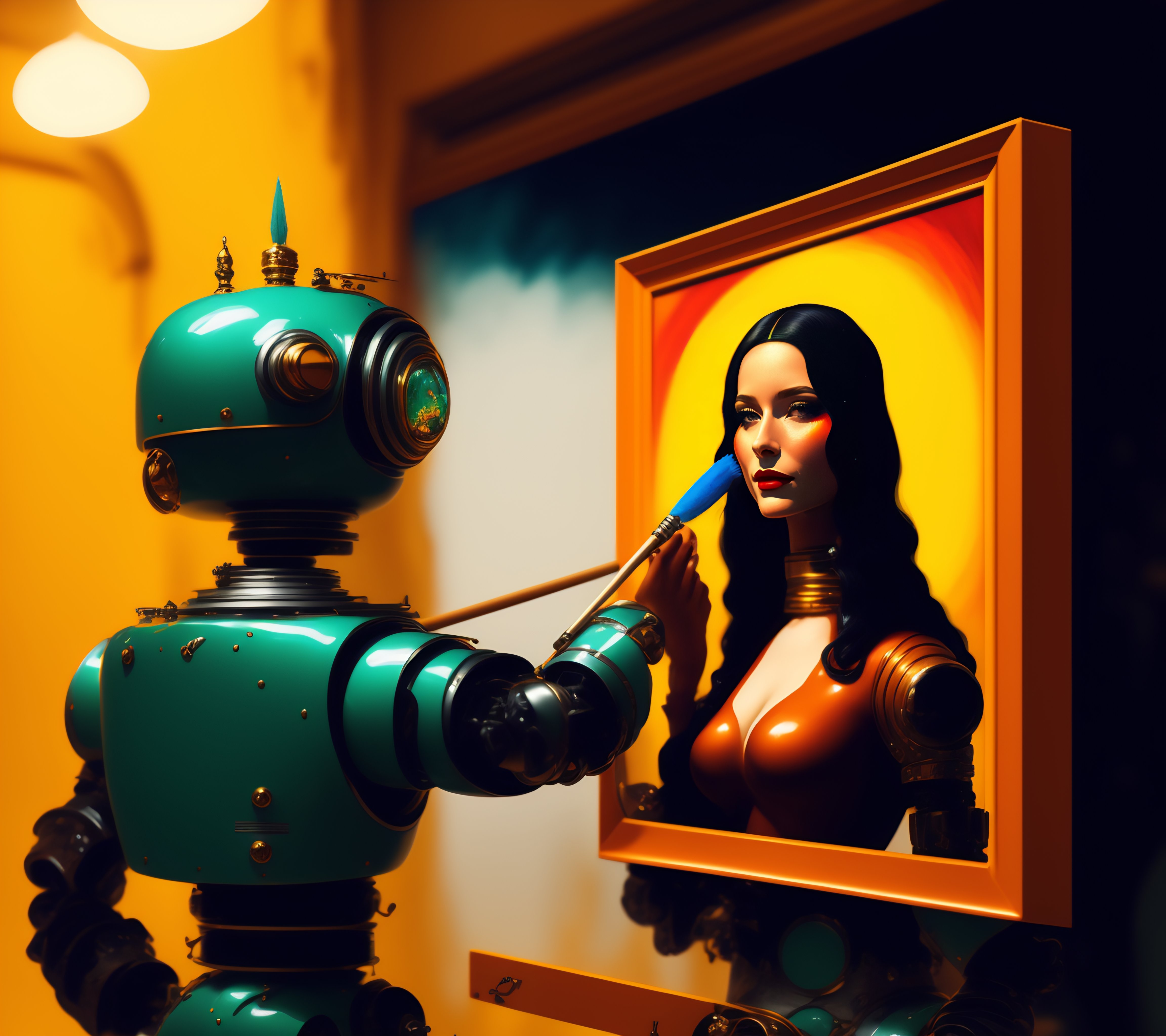 Lexica - An illustration of Bender, robot from futurama as an artist ...