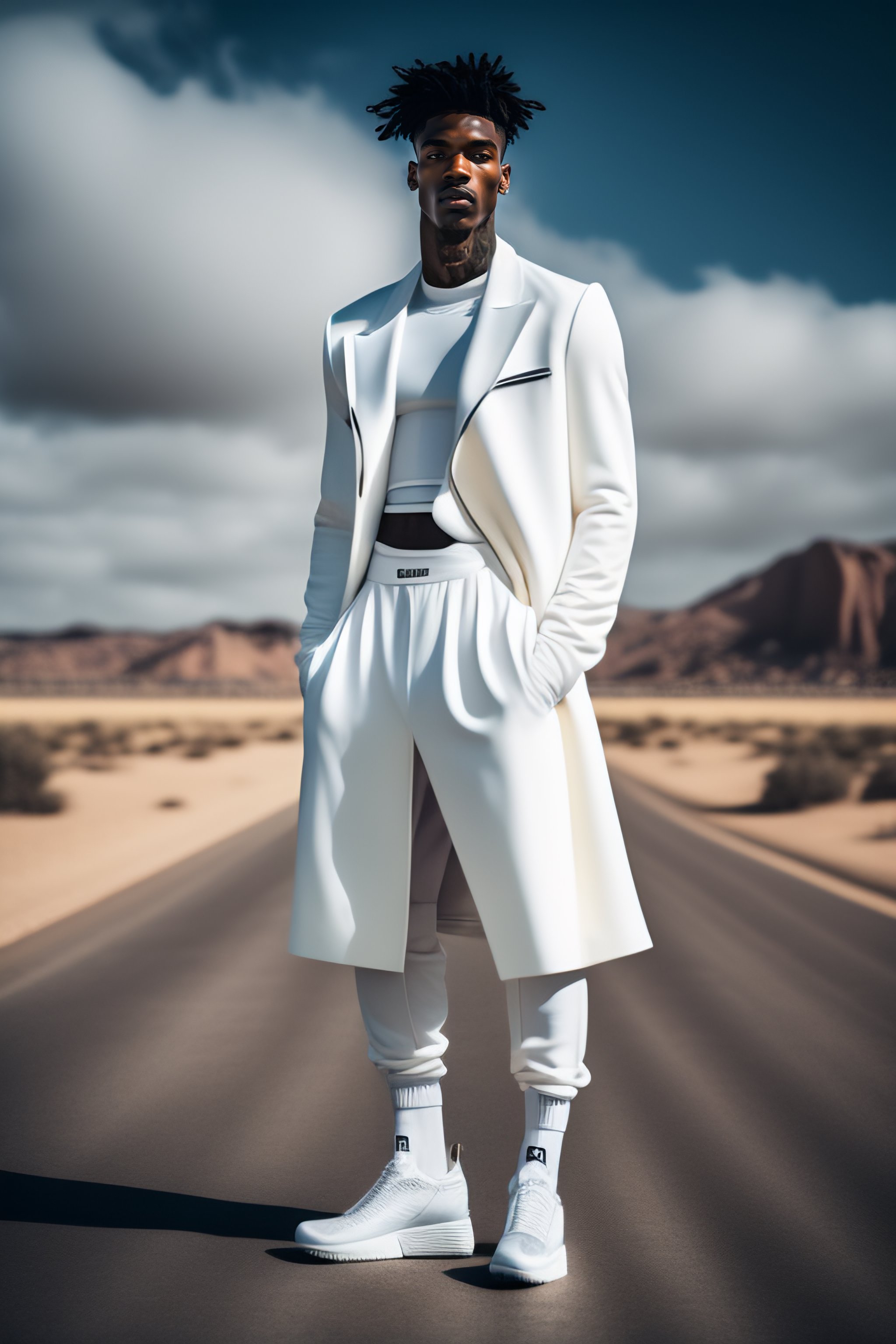 Lexica - Ja Morant basketball player handsome. Ultra hd! editorial, rick  owens model, white and chrome, structured outfit, platform shoes, iso 400,  s