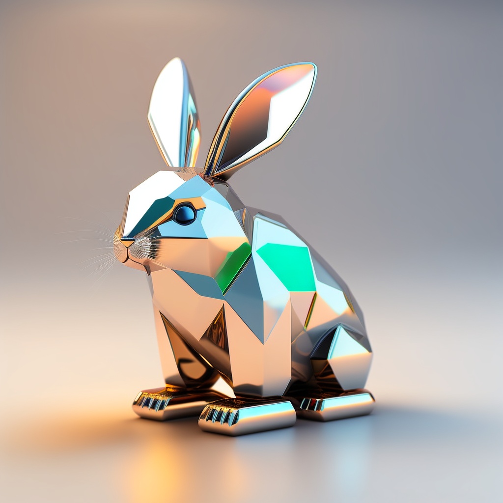 Lexica - Galactic robot crystal rabbit icon, white background