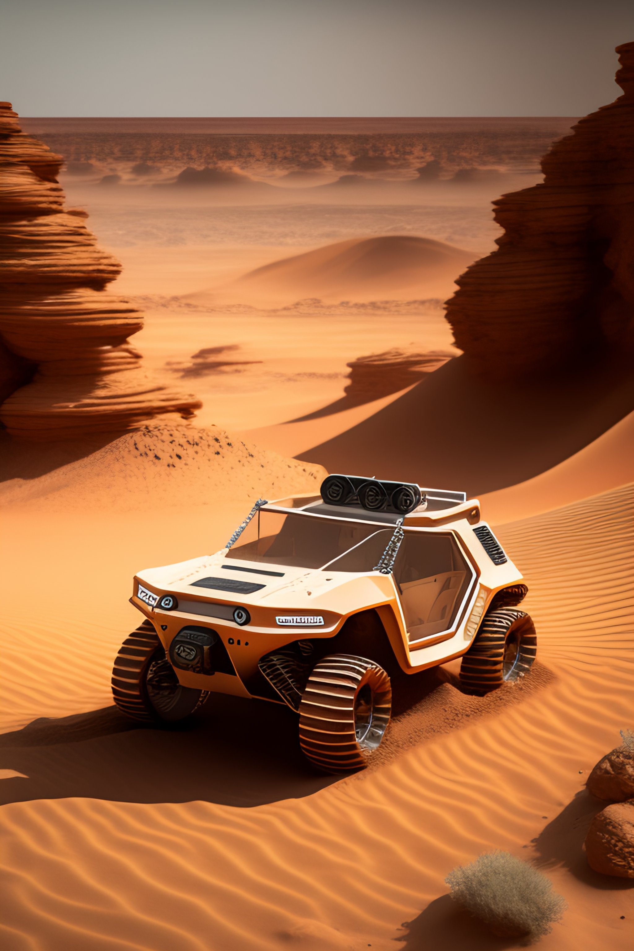Lexica - Mars landscape sand dust realistic rover
