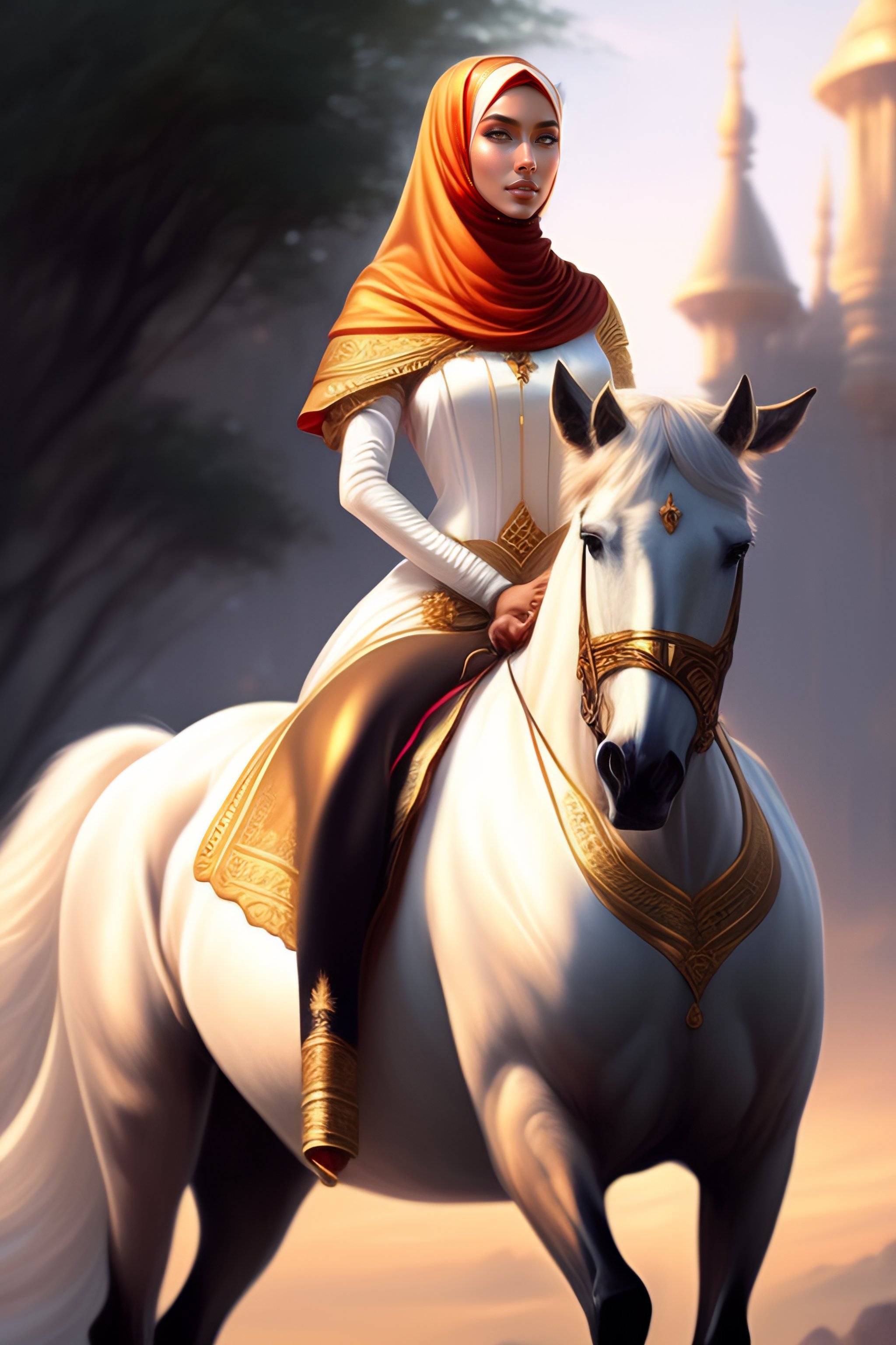 Lexica - Full body rising queen wearing hijab by stanley artgerm lau ...