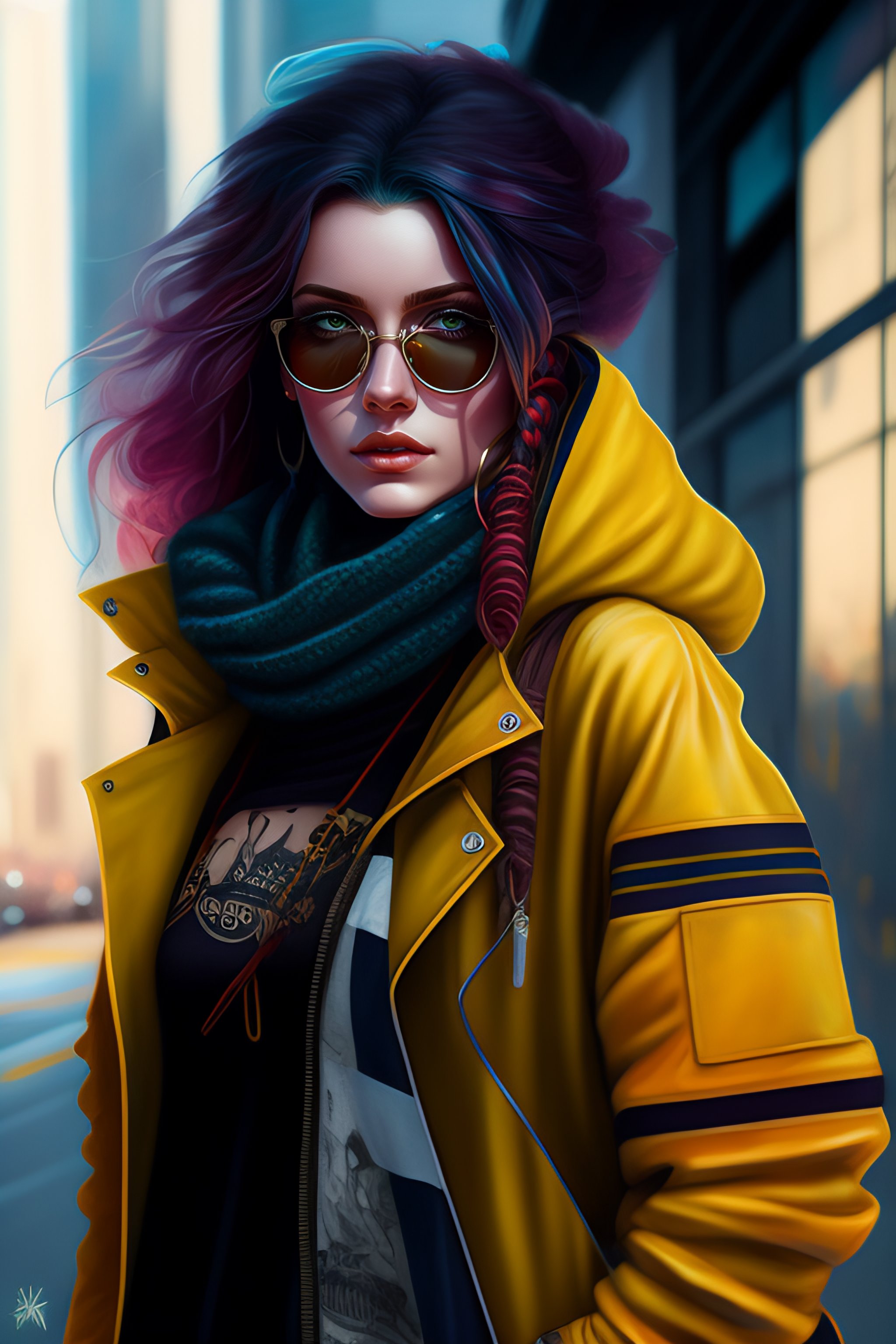 Lexica - Highly detailed portrait of a sewer emo punk woman student ...