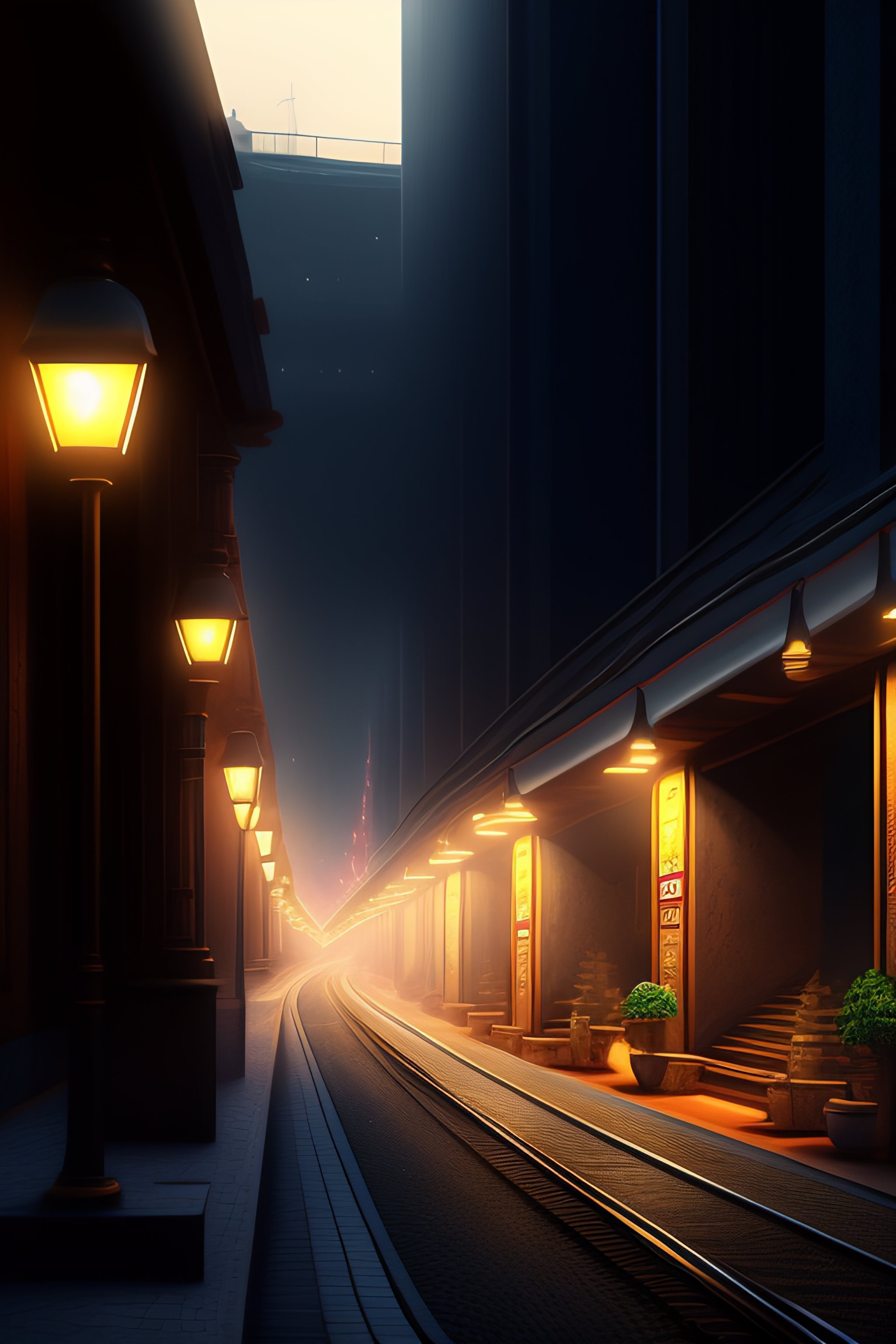 Lexica - Underground city digital painting, realistic style highly detailed