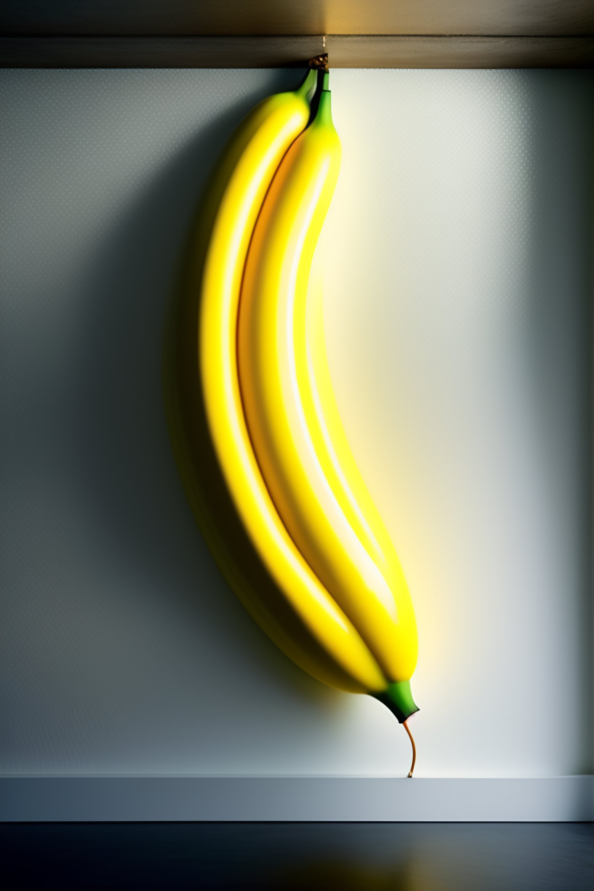 Lexica Maurizio cattelan's banana taped on white wall, hyper realistic