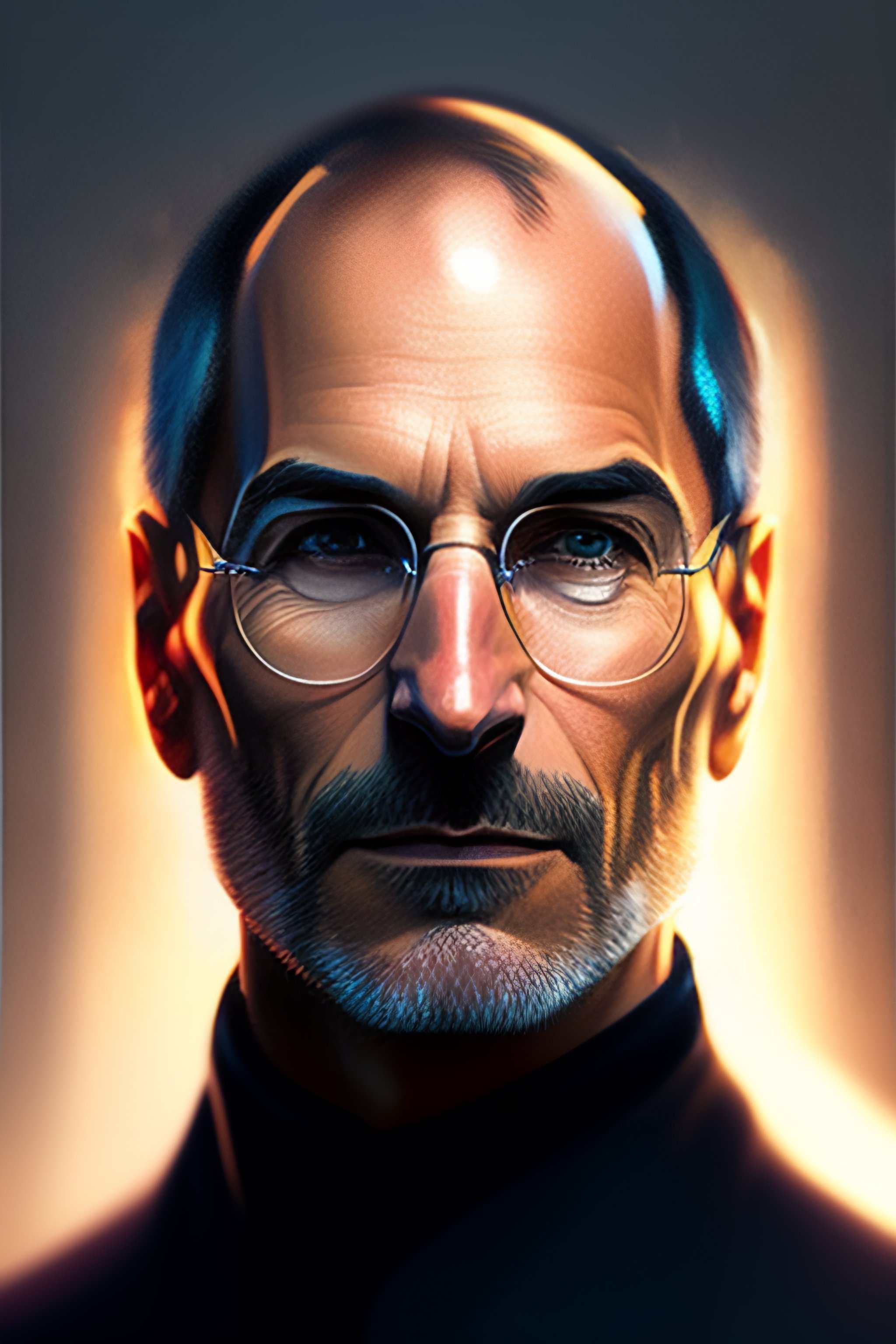 Lexica Steve jobs as realistic portrait, symmetrical, highly detailed
