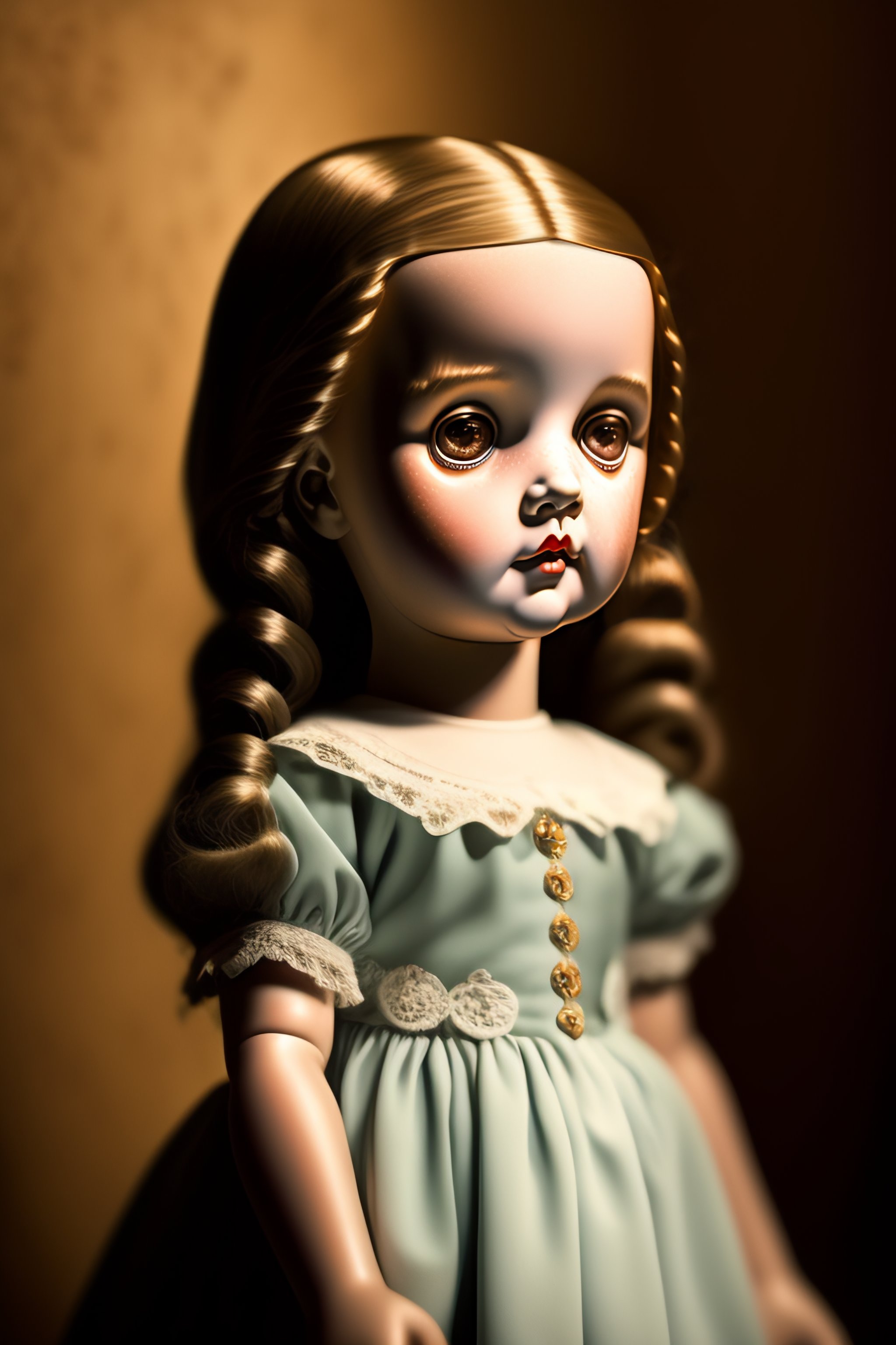 Lexica Creepy doll with head tilted to the side, artwork by Mark Ryden