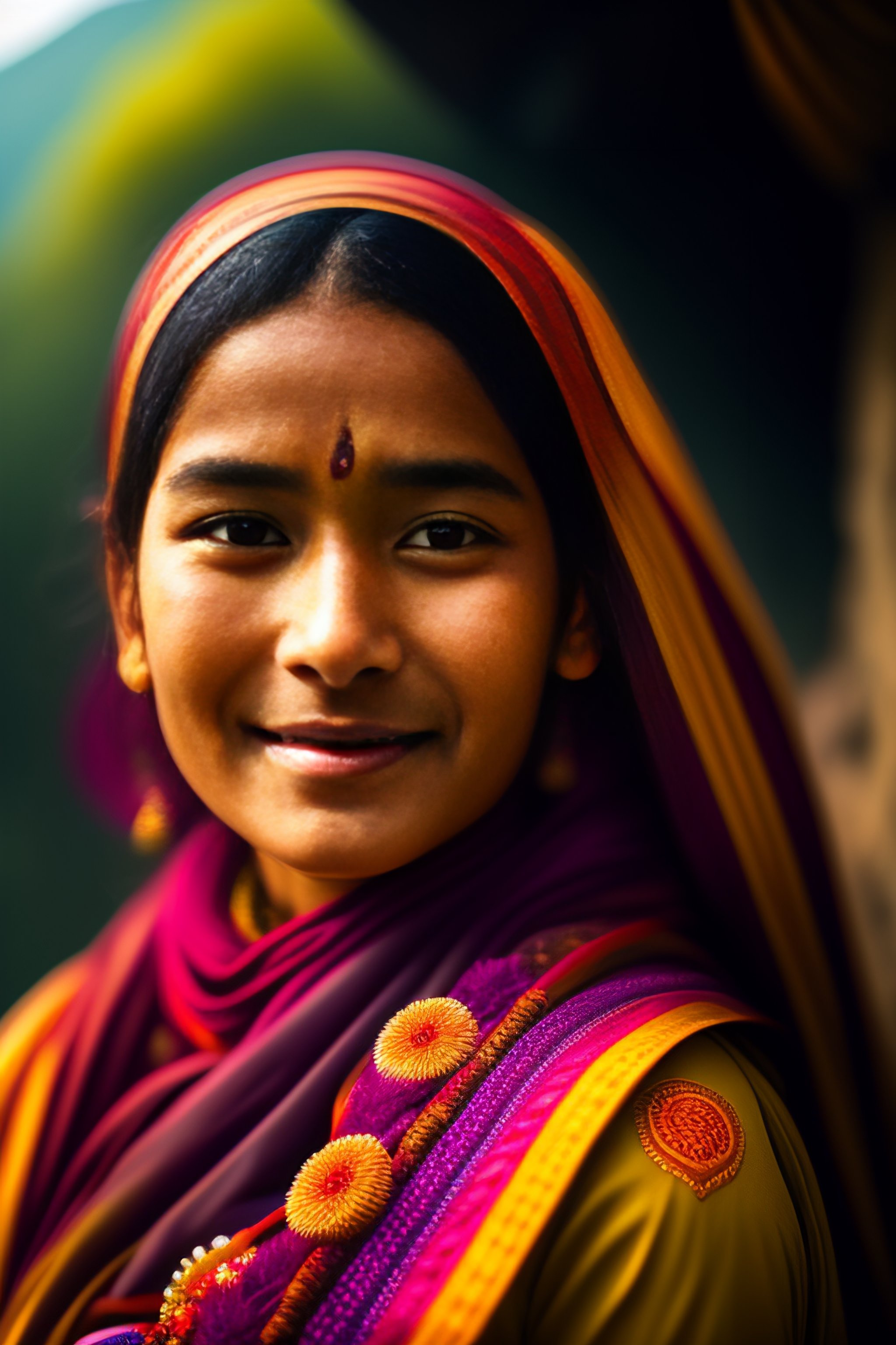lexica-potrait-of-girl-in-nepali-attire-octane-hill-rhododendron