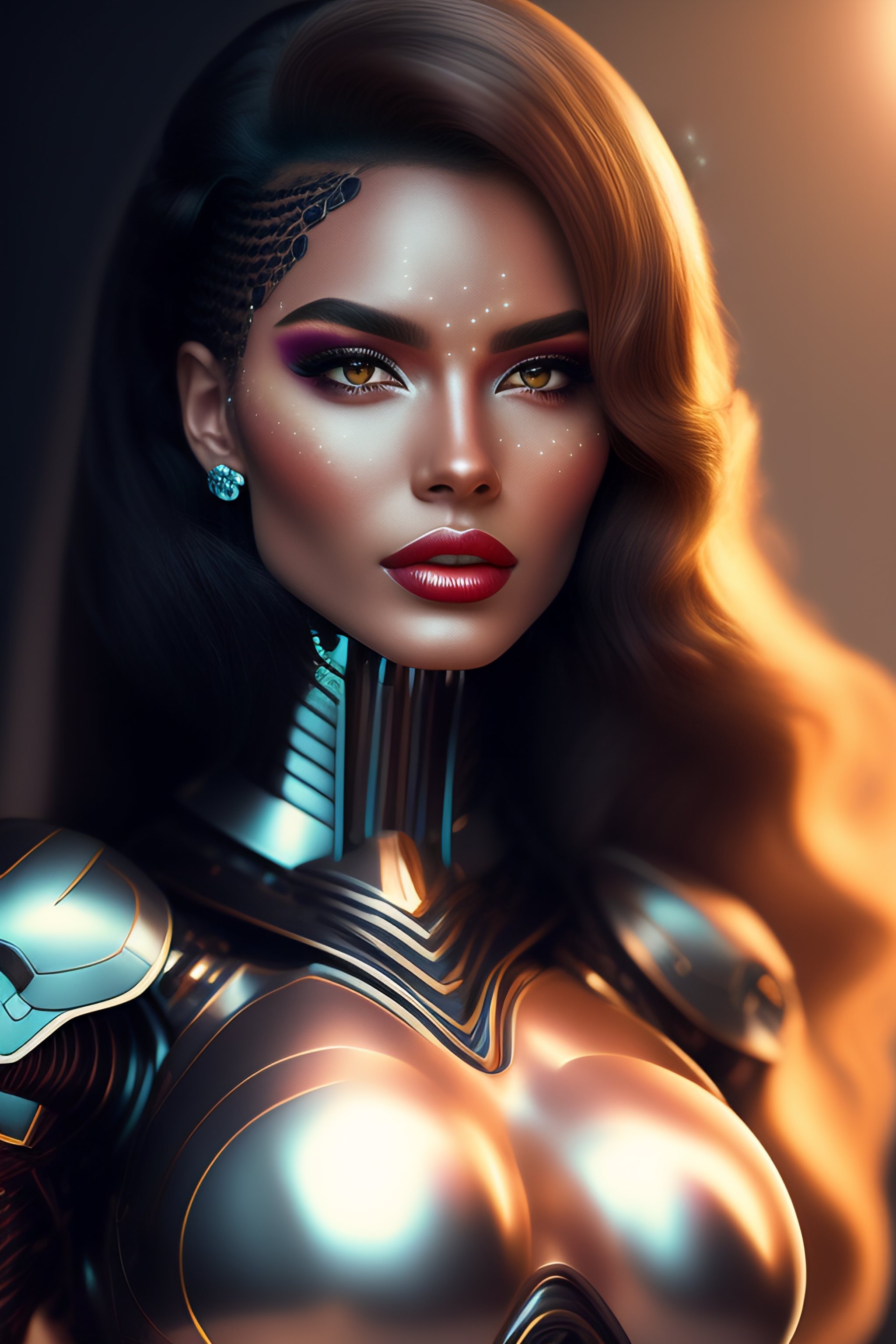 Lexica - Beautiful robot woman , transluscent skin , glowing eyes , big ...