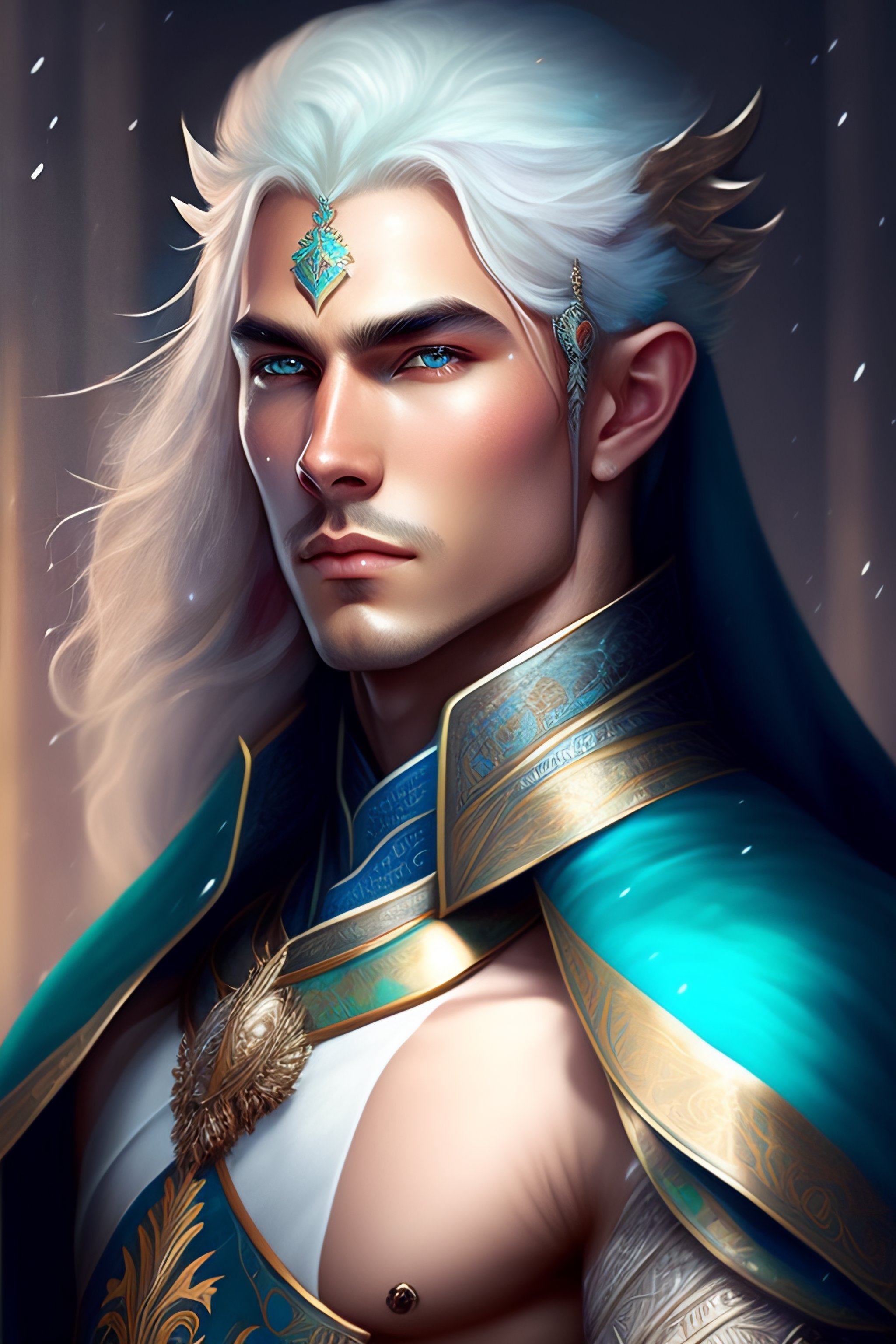 Lexica - Half length portrait of a handsome male snow elf in a ...