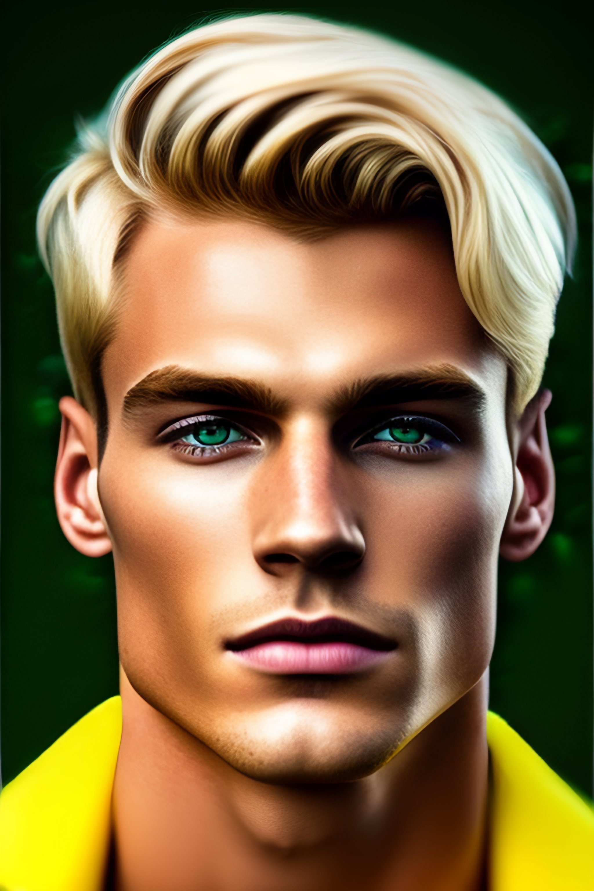 Male blonde hair green eyes