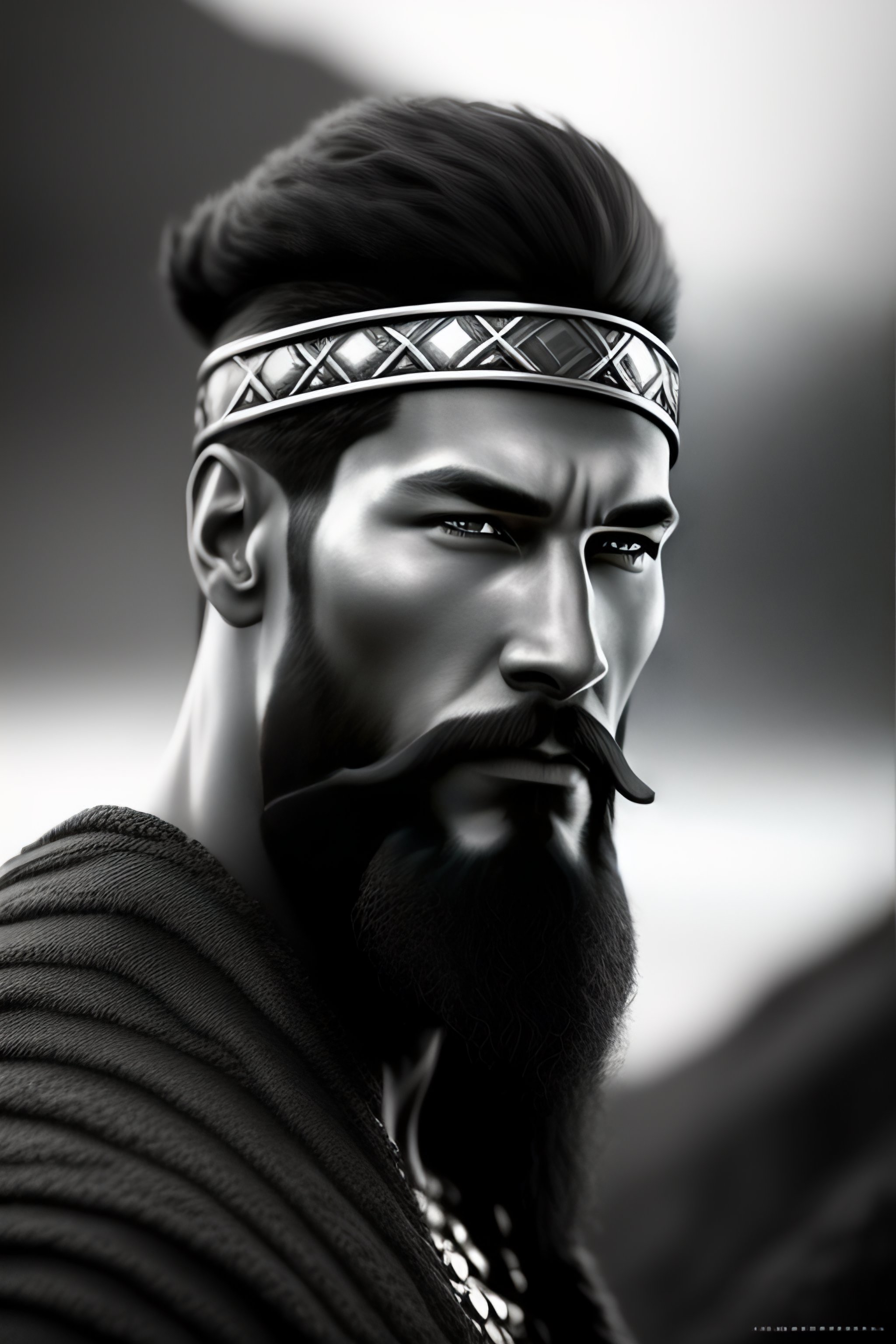 Lexica - Viking man warior realistic ,black and wite ,keanu rives