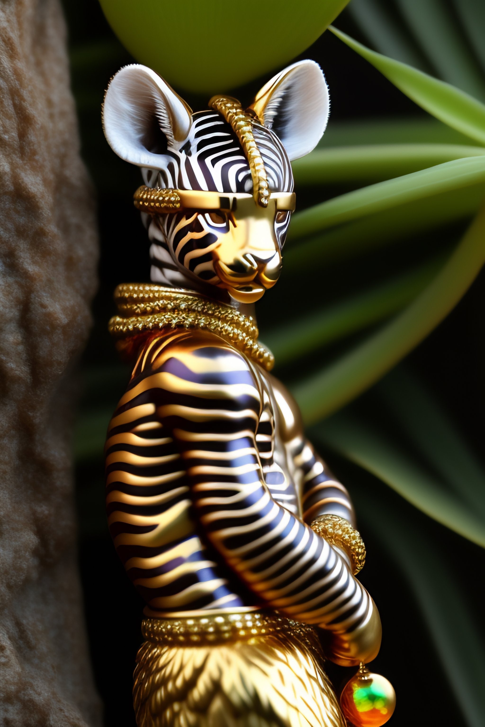 Lexica - Humanoid Zebra boy, furry, cute, jewelry, gold, gems, tropical ...