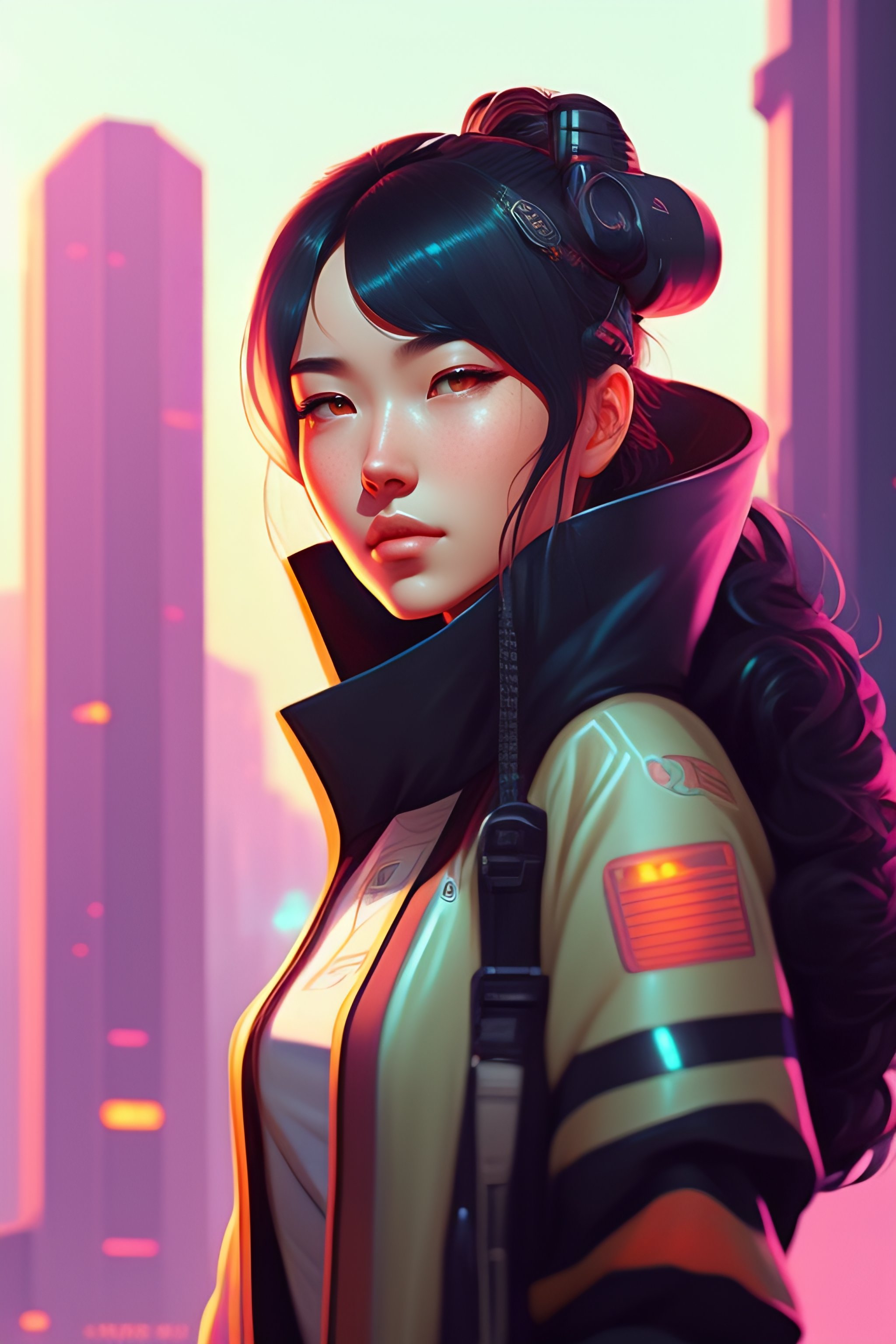 Lexica - Highly detailed portrait of a cyberpunk young lady with ...