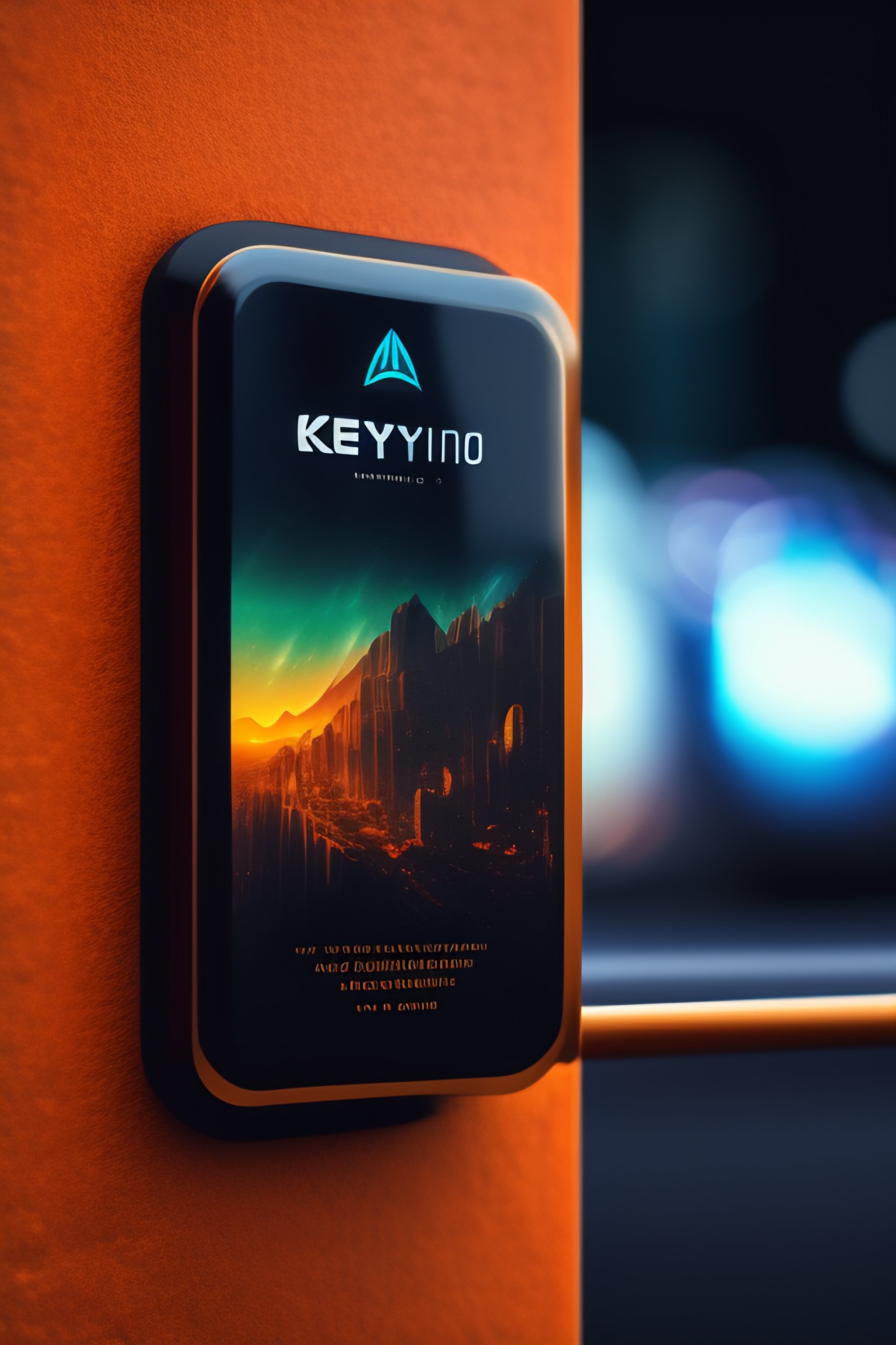Lexica - Keycard where only the corner is touching the cyberpunk table