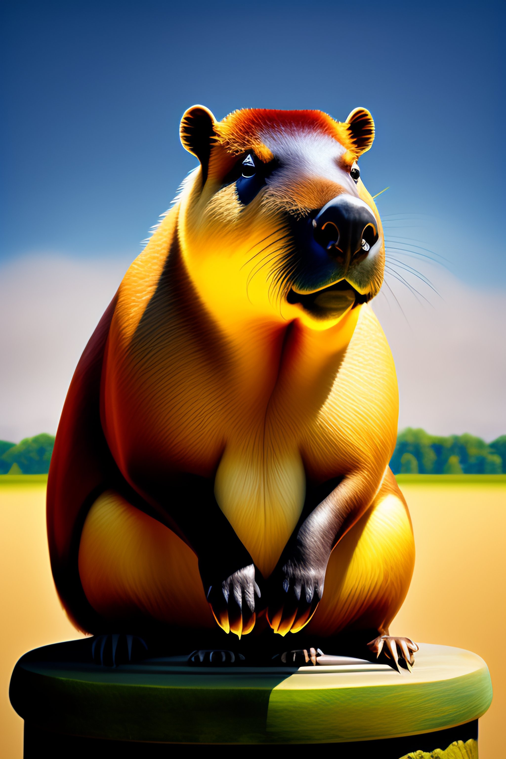 Lexica - Capybara king, sitting on a thron, angry, teeths, realistic, 2d