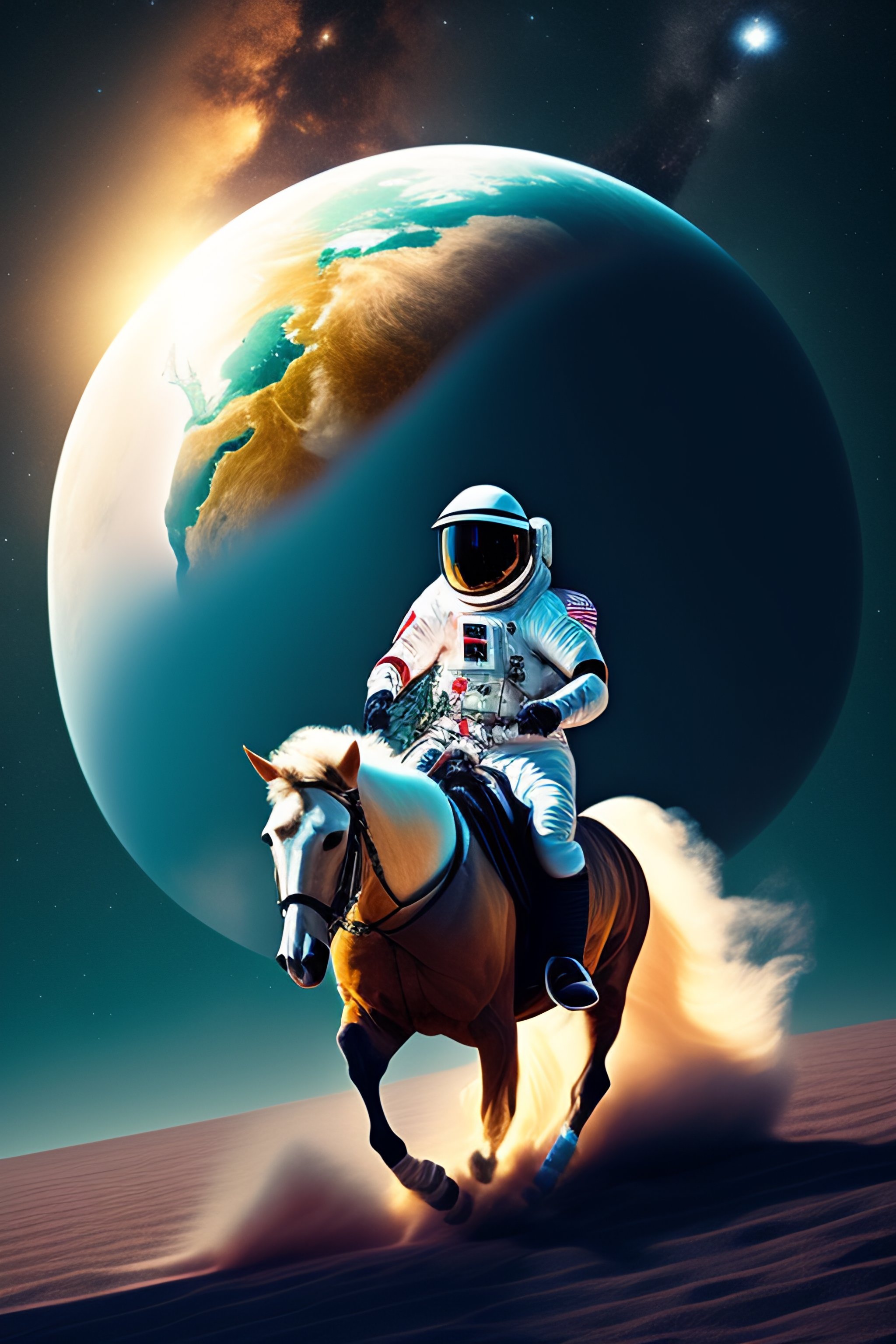 Lexica - Spaceman riding the earth like a horse