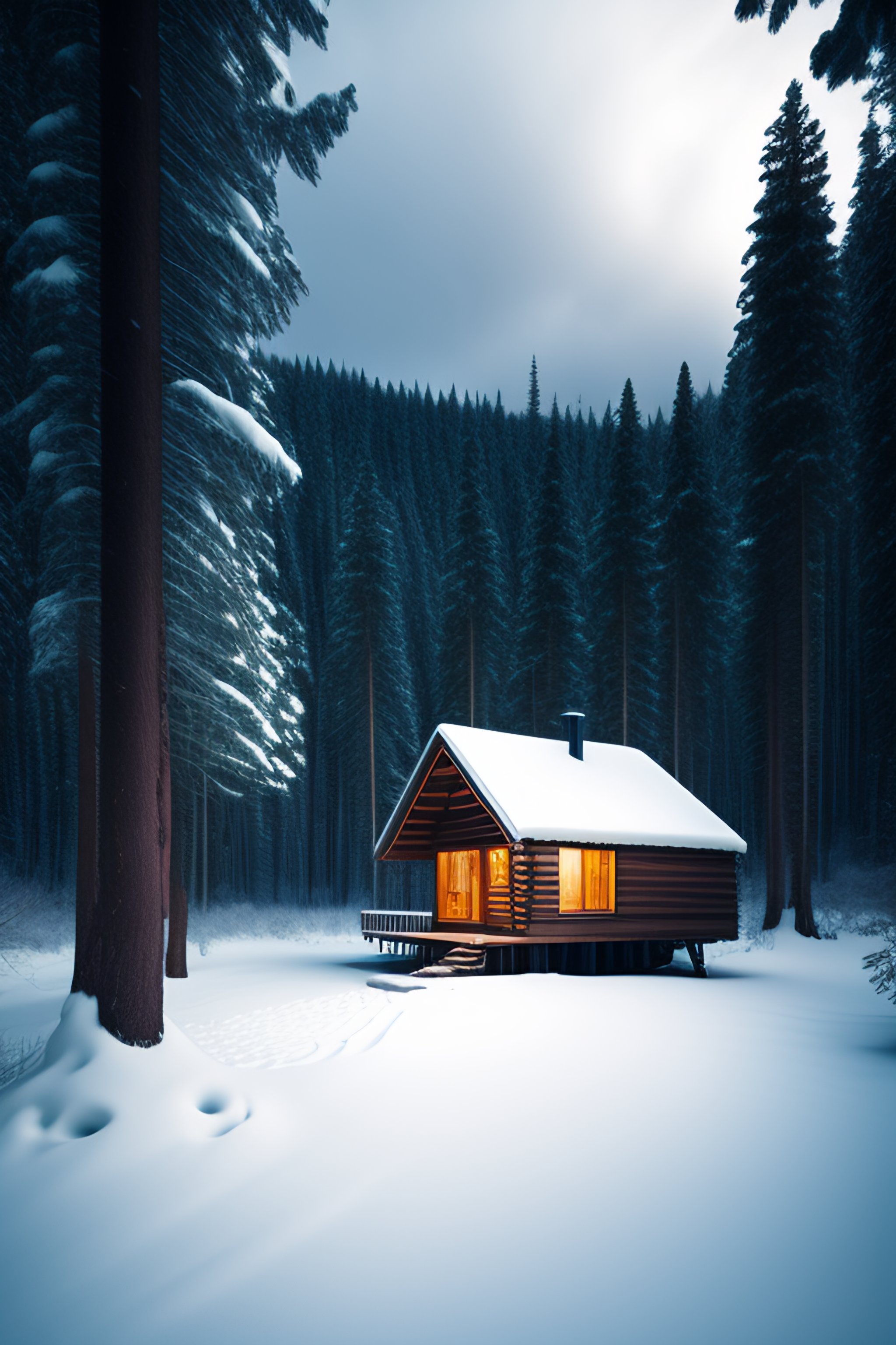 Lexica - A small wood cabin in winter forest
