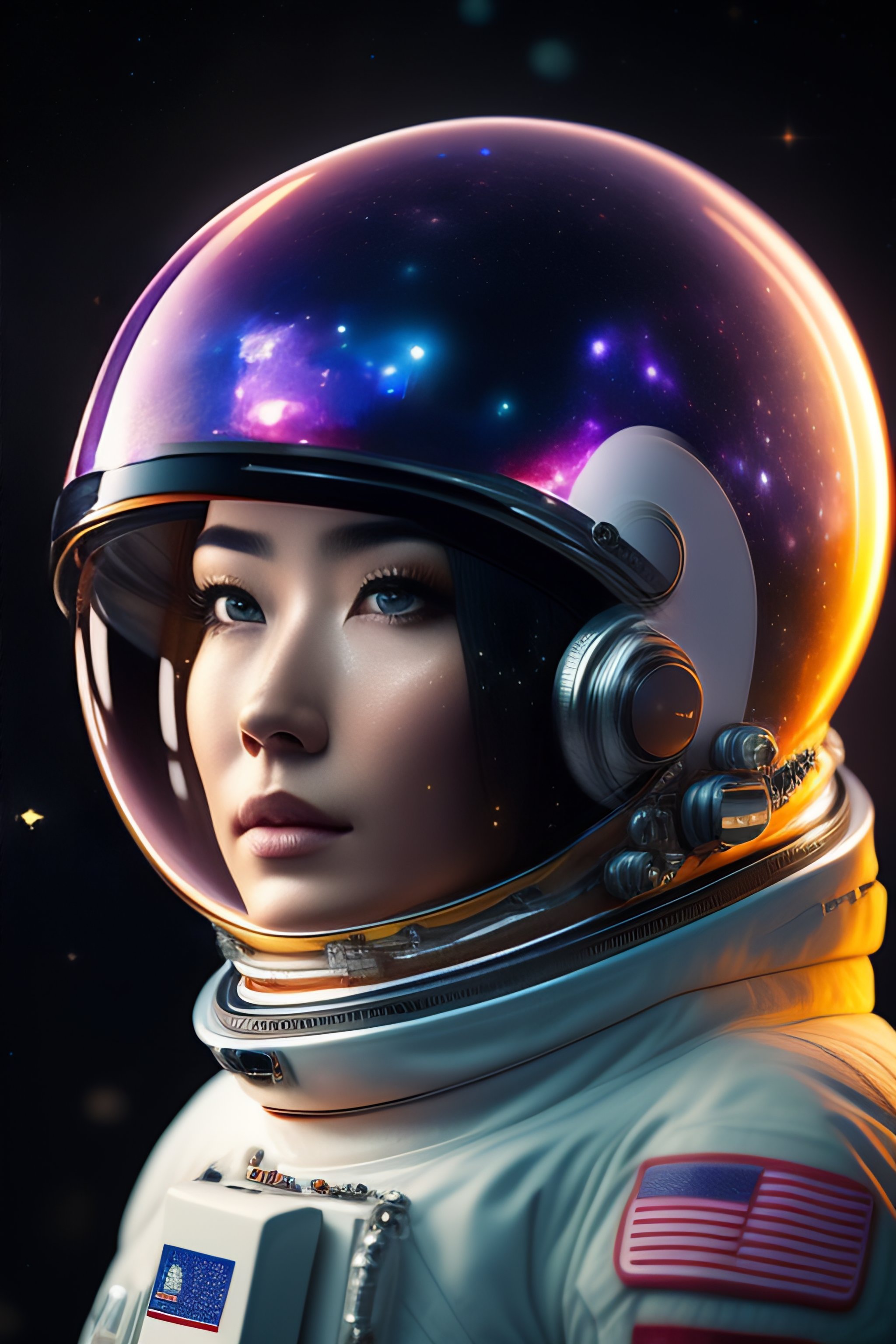 Lexica - An astronaut wearing a helmet with a galaxy in the background ...