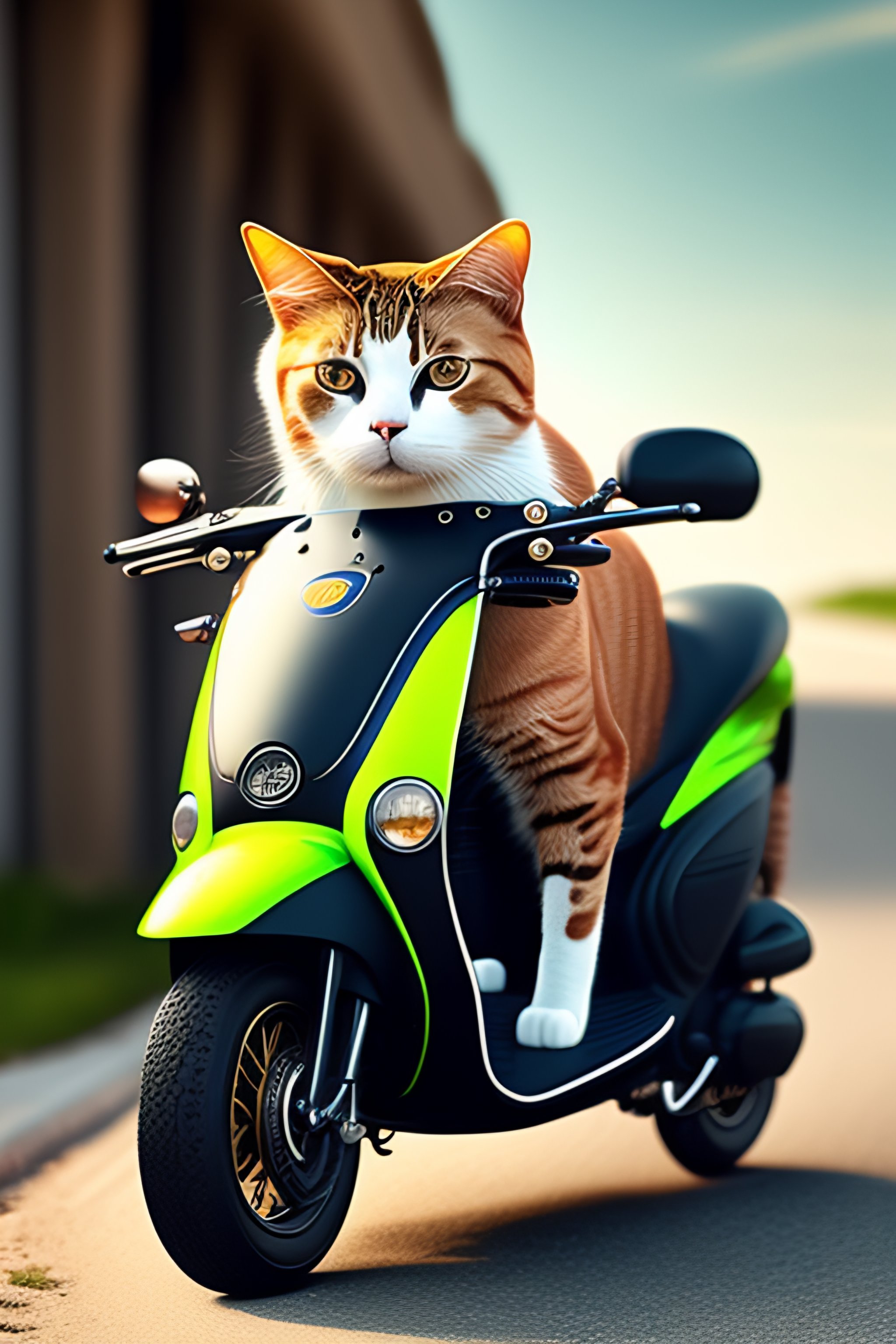 Lexica - A cat on a moped