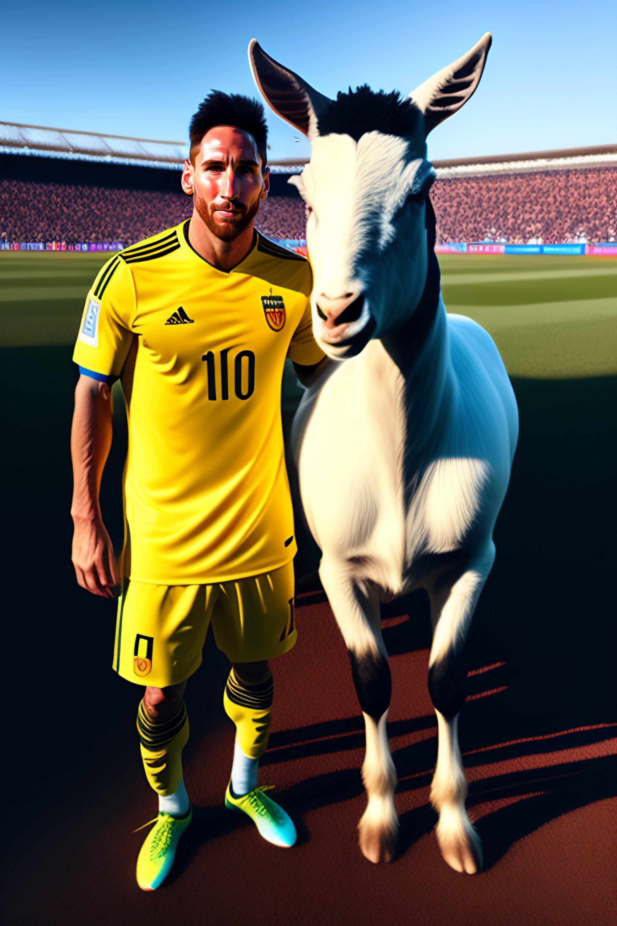 Lexica - Messi standing next to the goat