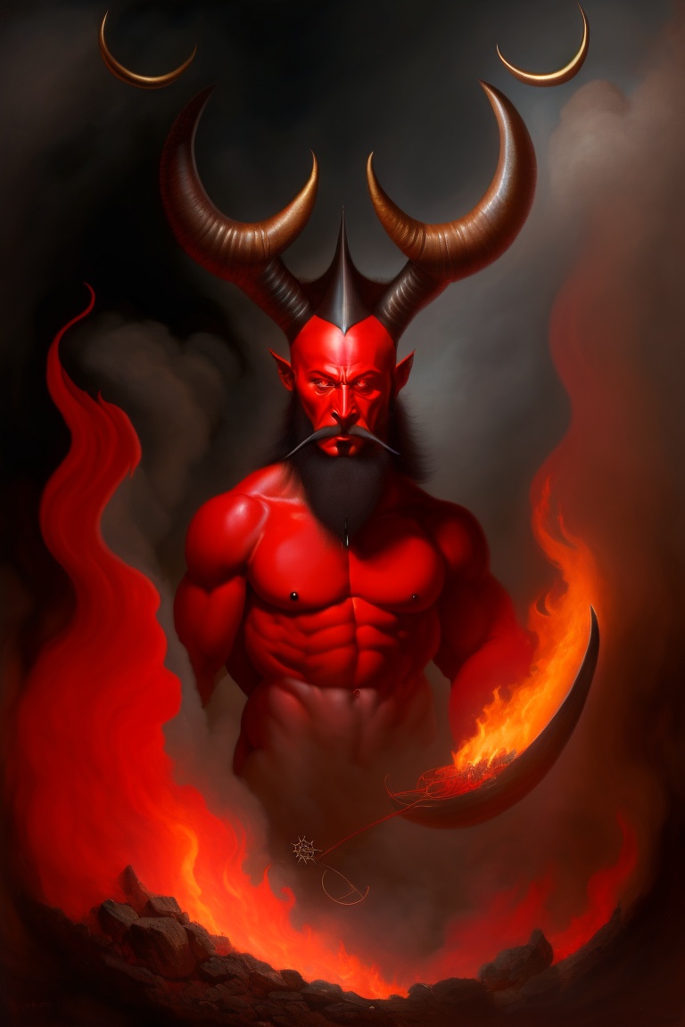 Lexica - A detailed and realistic painting of the devil, in the style ...