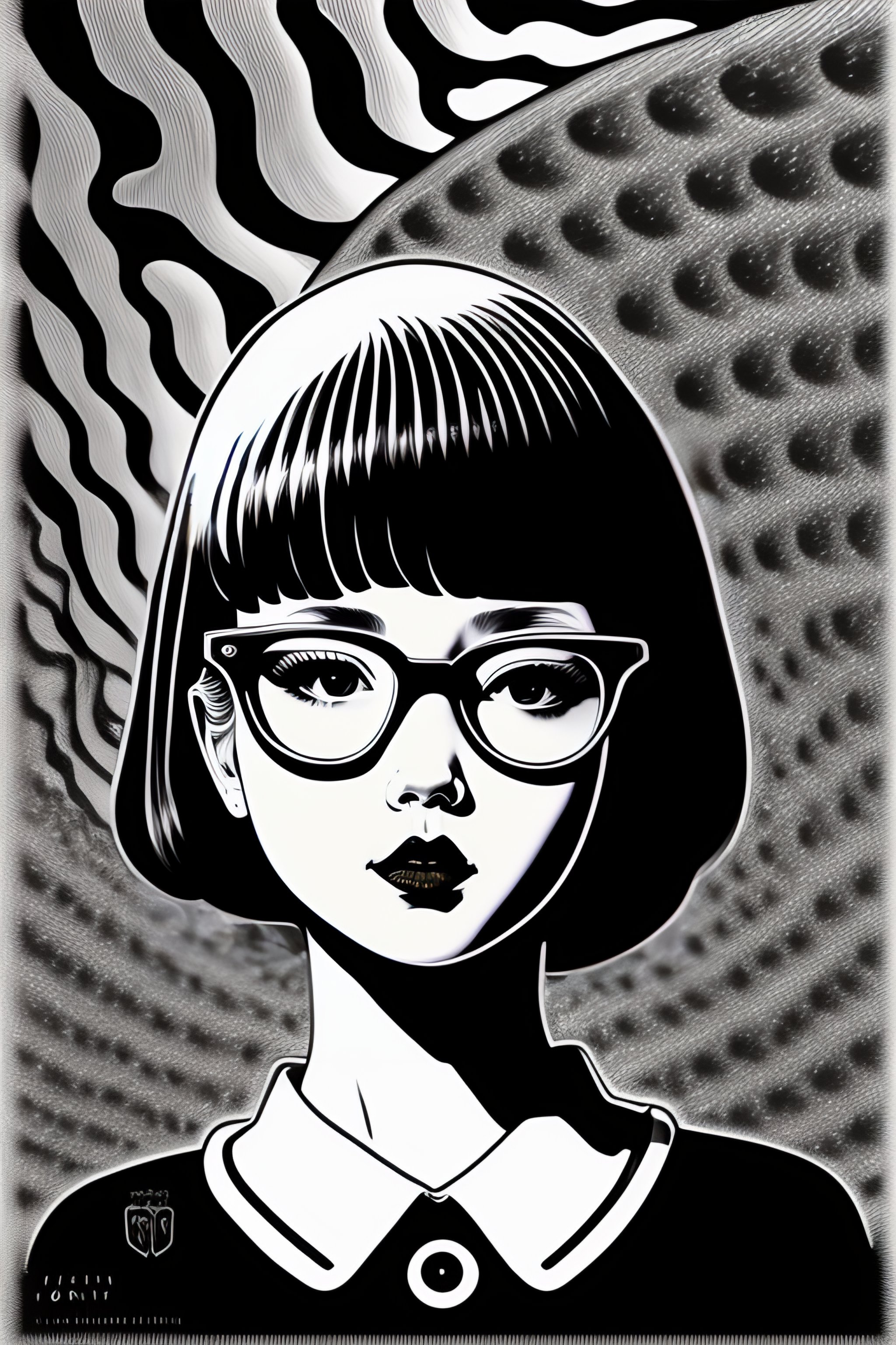 Lexica - Drawing in the style of Junji ito, glasses