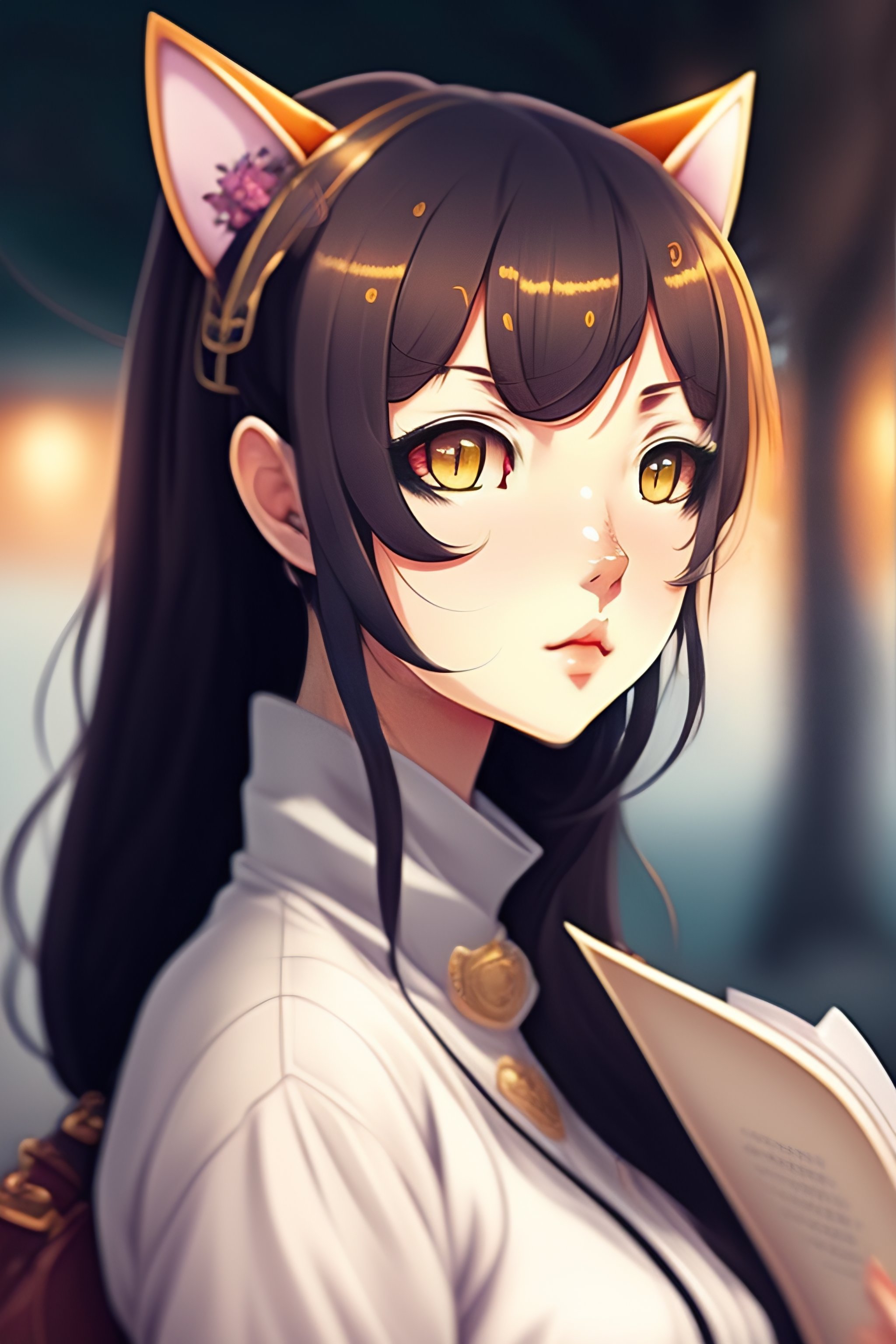 Lexica - Anime style elegant cat in urban outfit, cute fine face ...