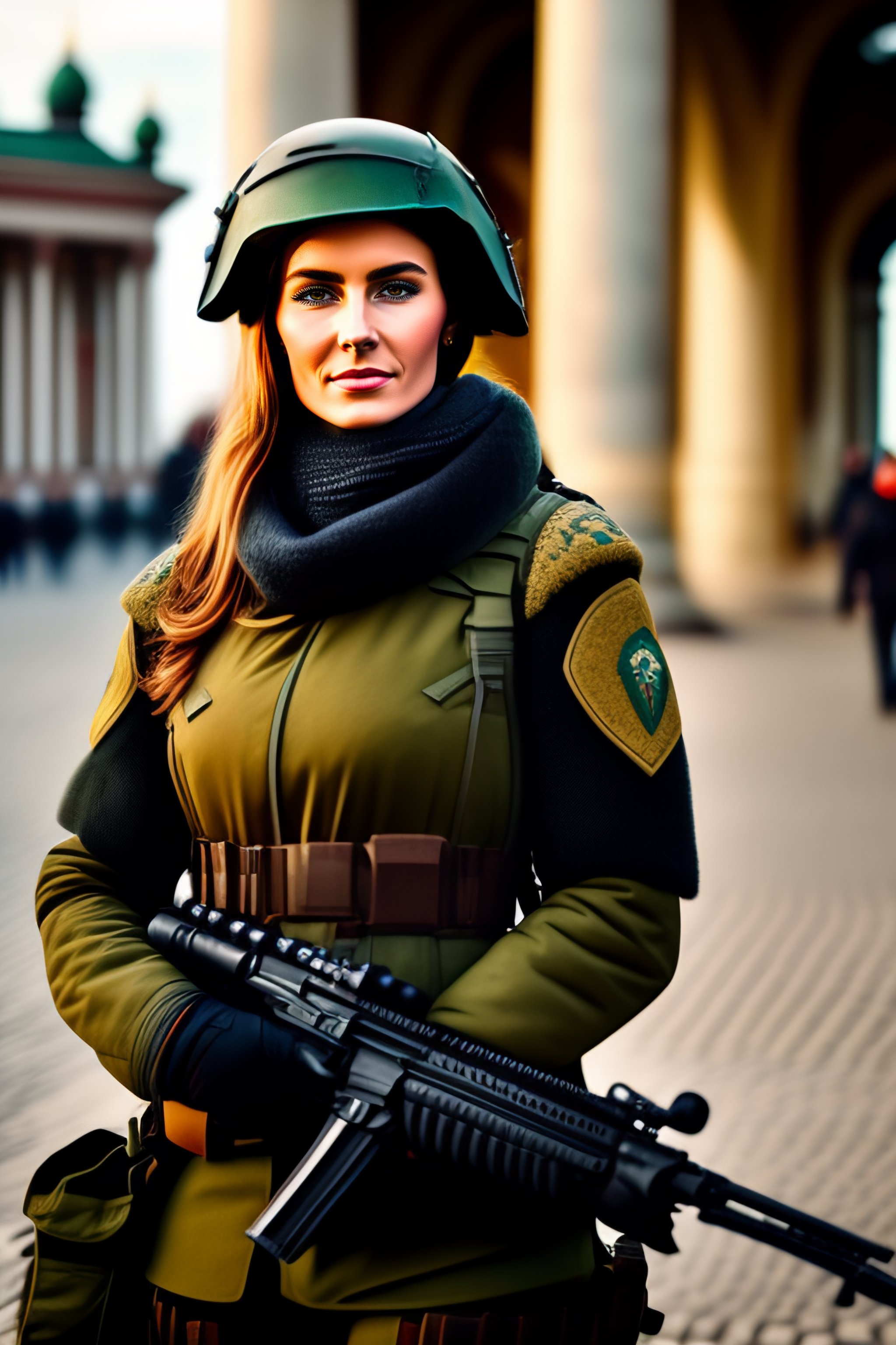 Lexica - A women in camo armor with modern weapon who stay at the ...