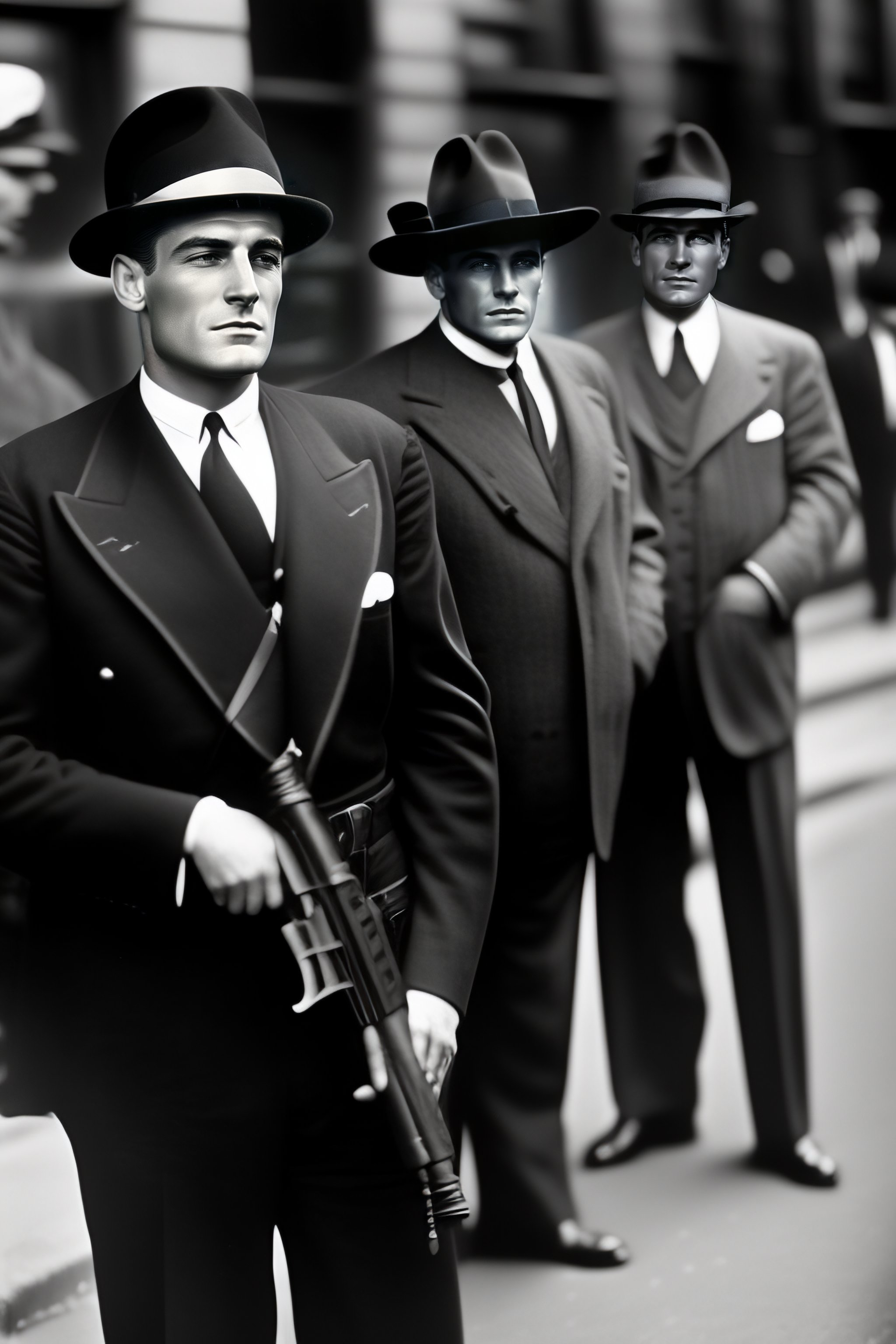 Lexica American Gangsters With Tommy Gun In New York