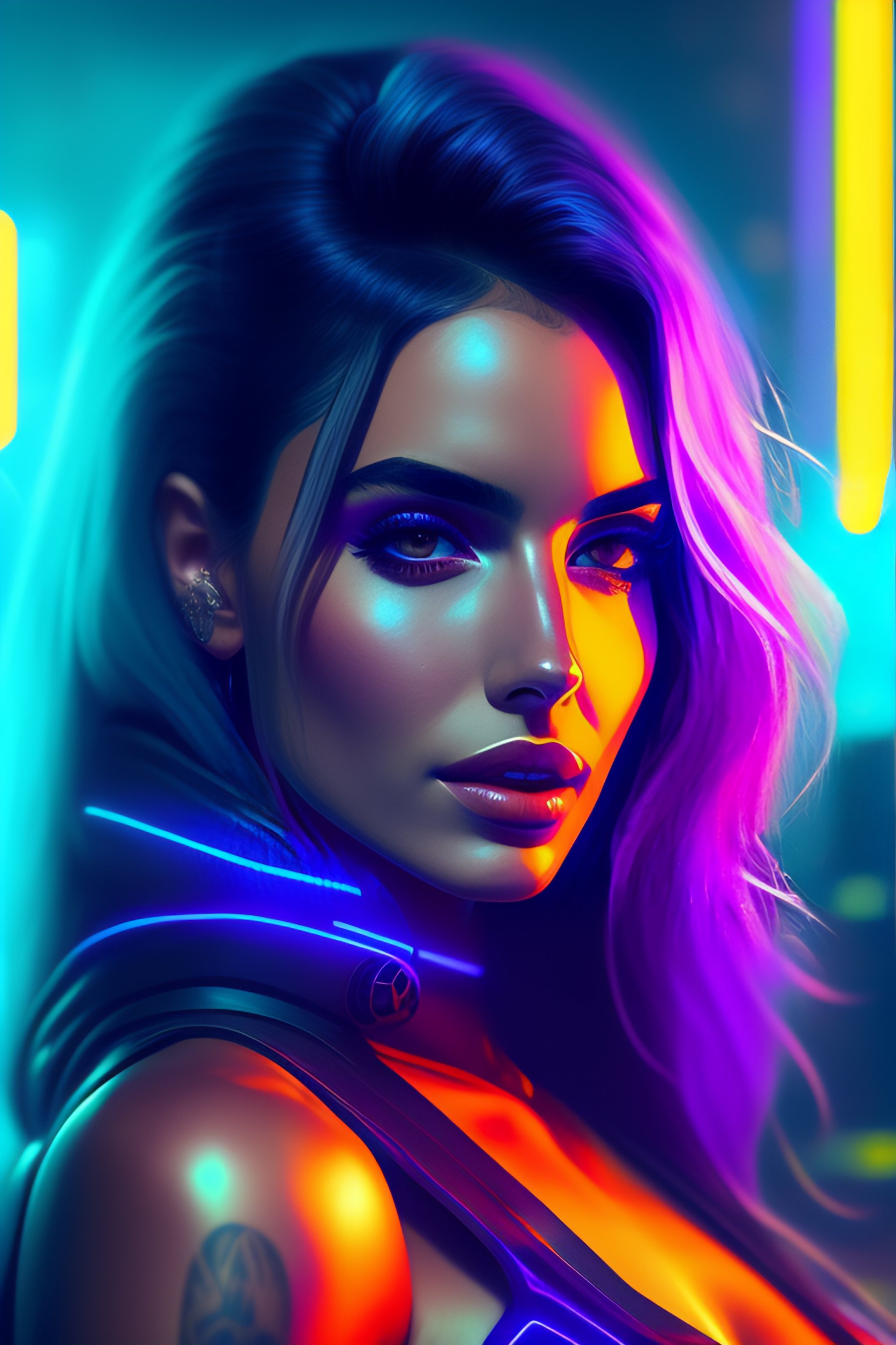 Lexica - Ana De Armas, Cyberpunk Futuristic Neon, Neon Operator 