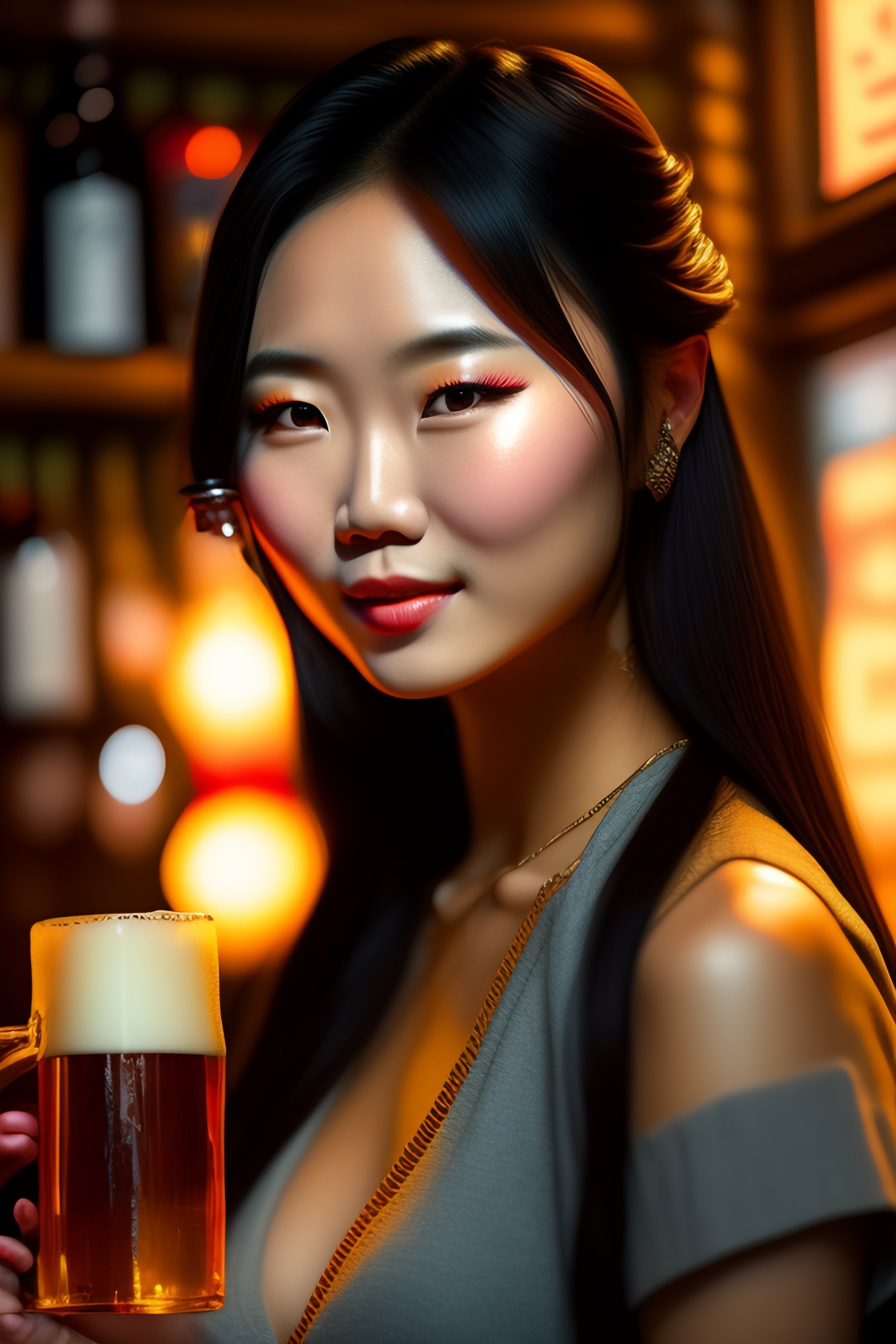 Lexica Cute Girl Pretty Asian Evelyn Lin In A Pub 4k Fine Details Intricate Cluttered