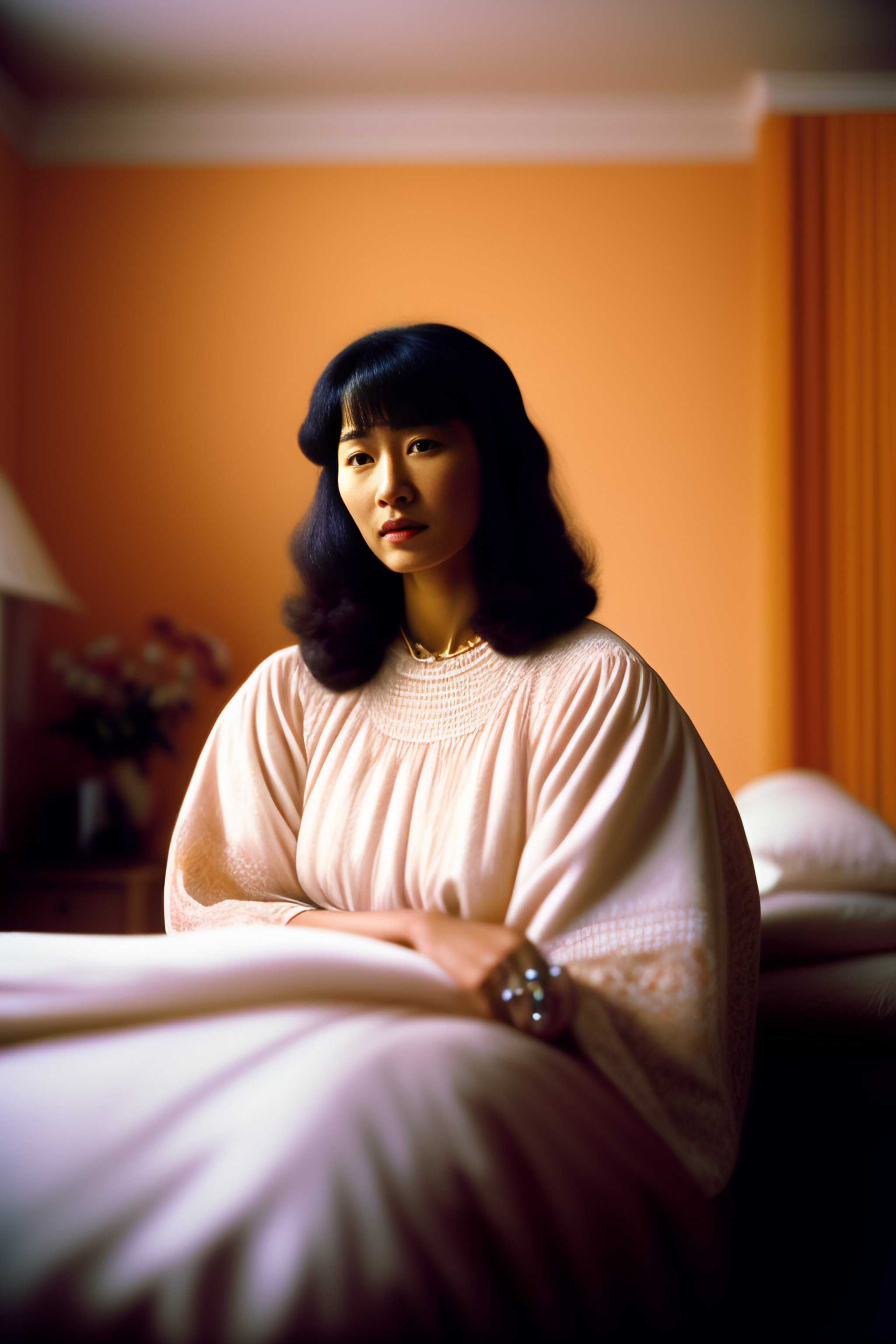Lexica - Analog Portrait of a woman sitting on her bed, Portra 400