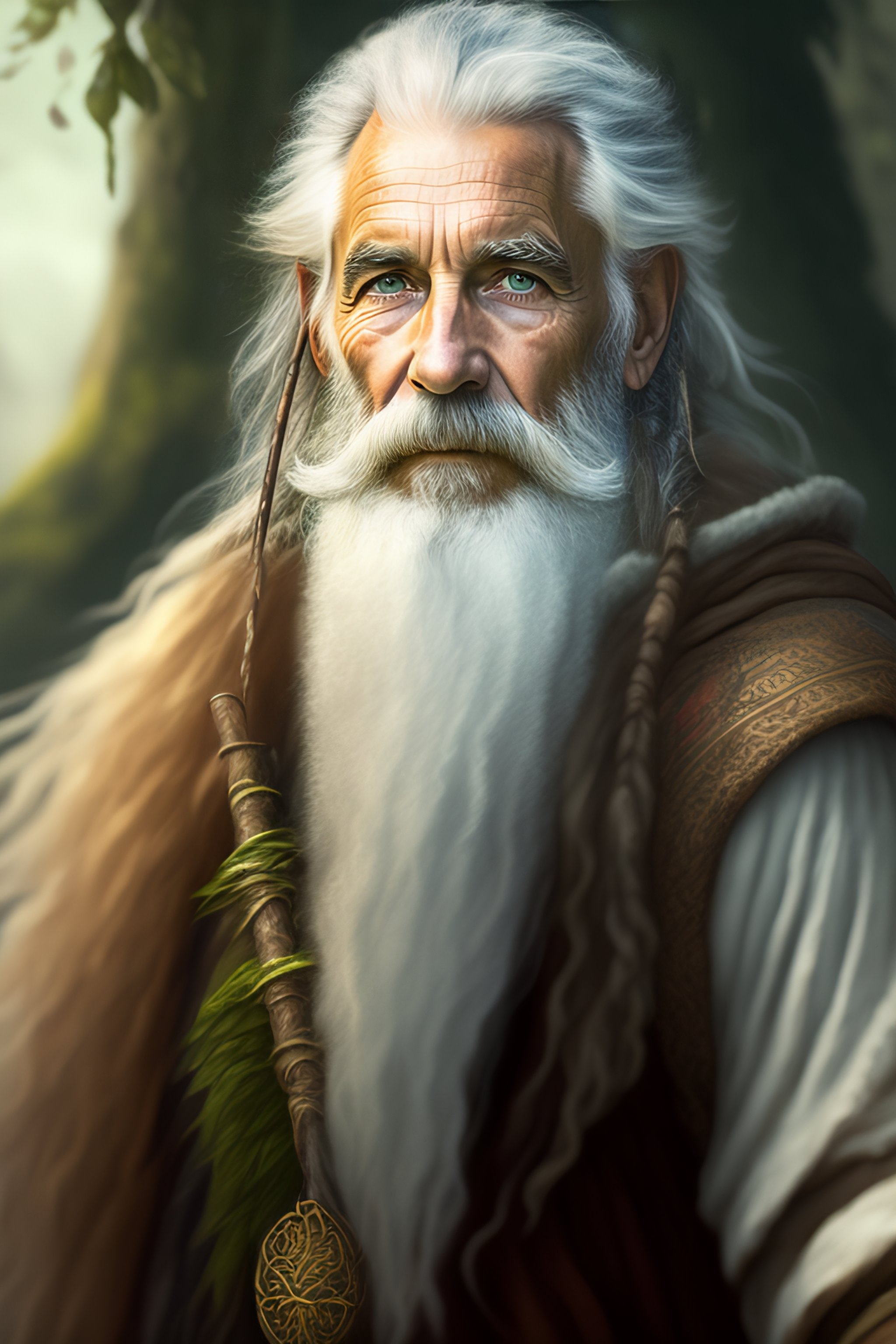 Lexica - Portrait of scruffy skinny very old male druid in rags with ...