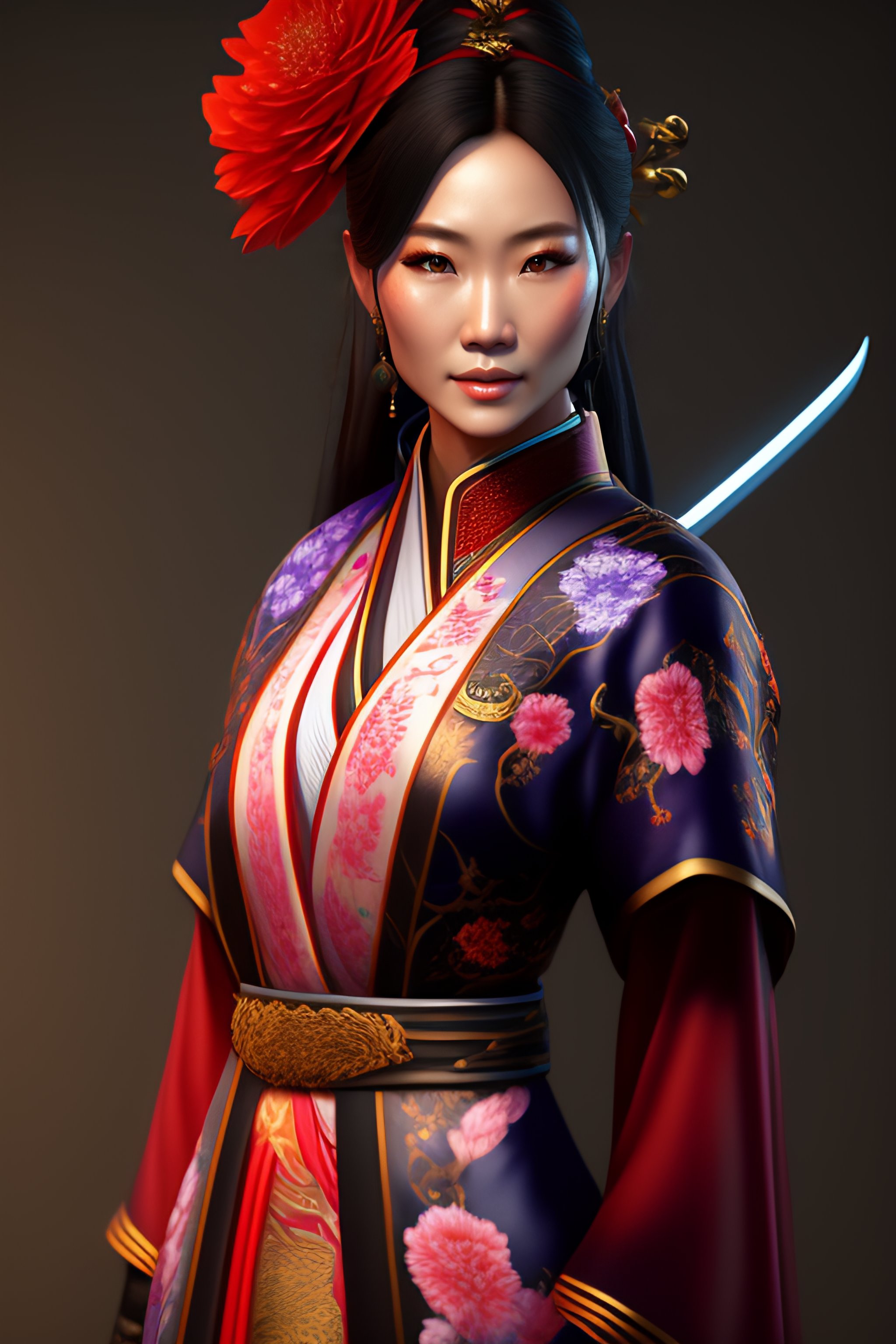 Lexica - Chinese woman kunoichi, holding sword, elemental magic ...