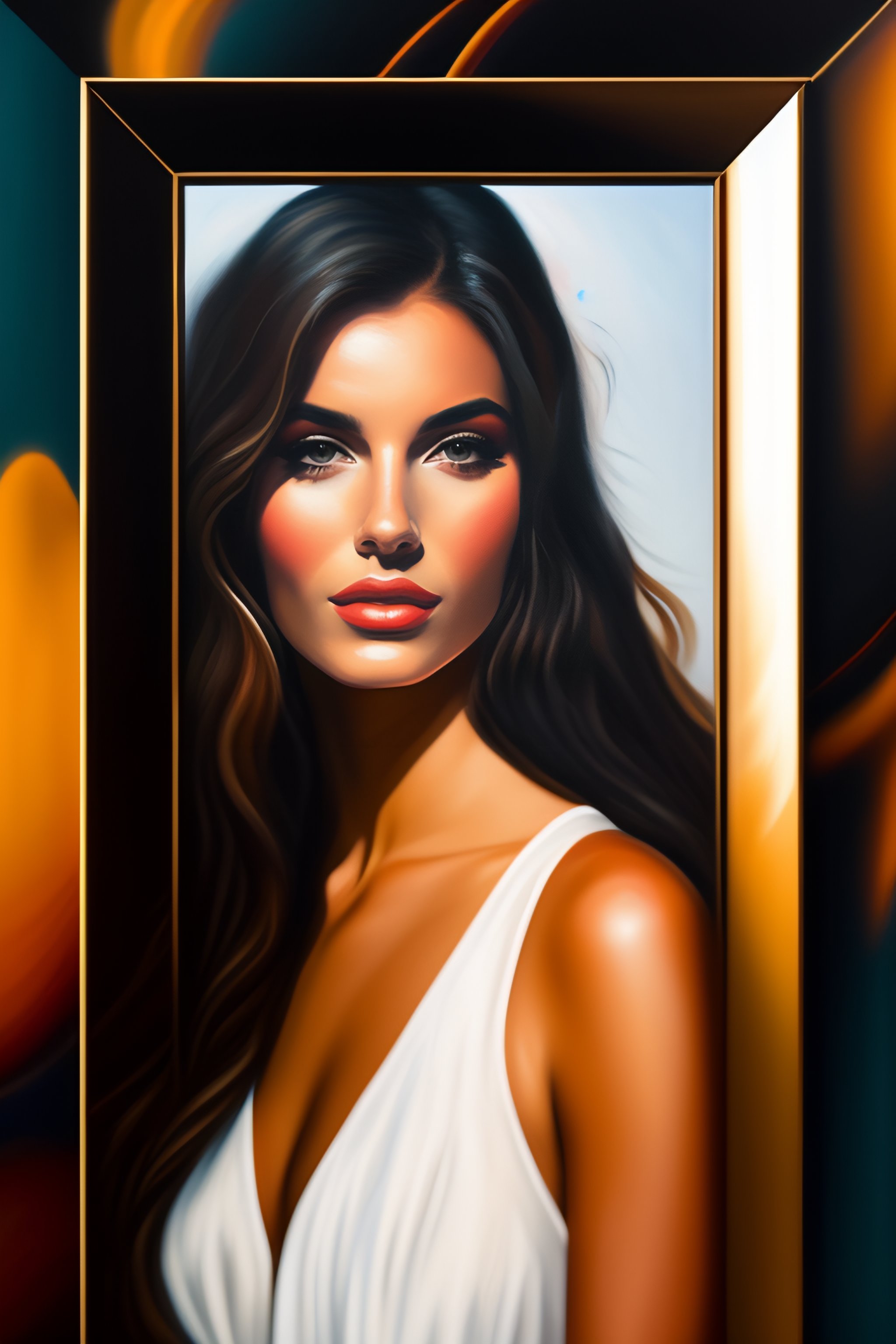 Lexica - A oil painting whit abstract background and a women transparent