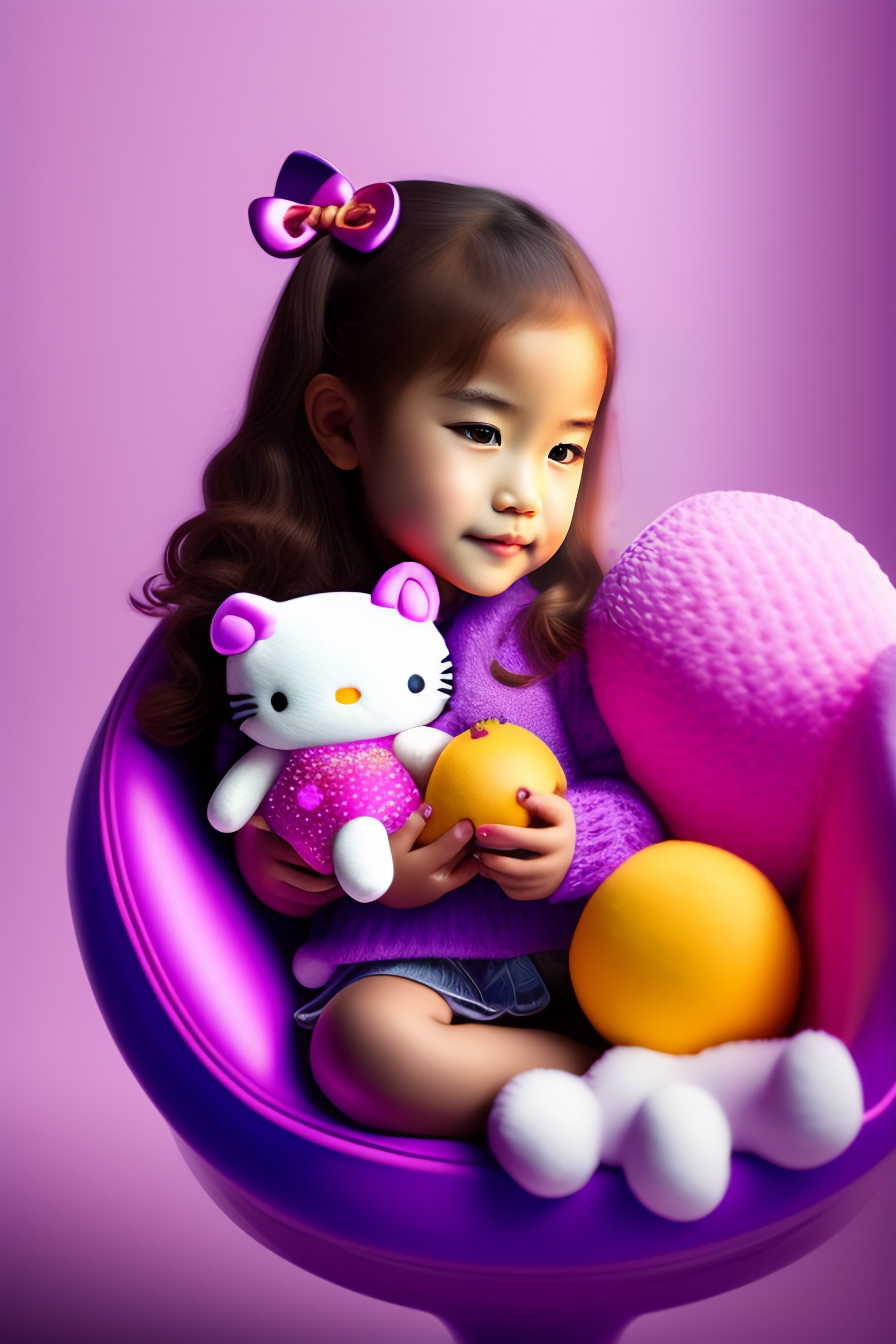 Lexica Cute adorable 5 year old girl holding hello kitty stuff