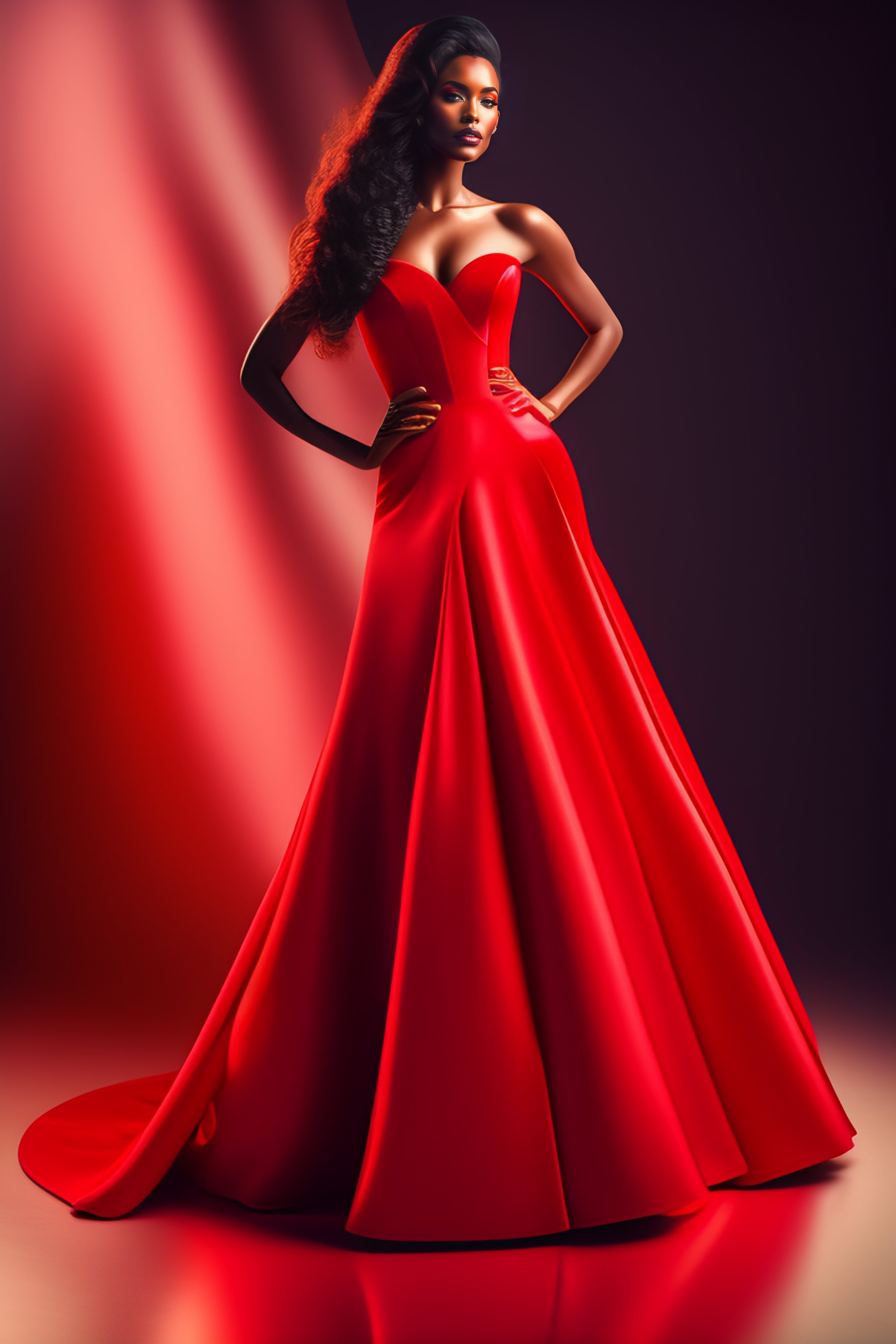 Lexica Fashion photoshoot man wearing a red dress full figure photography by annie leibovitz octane render extremely detailed Cinematic light