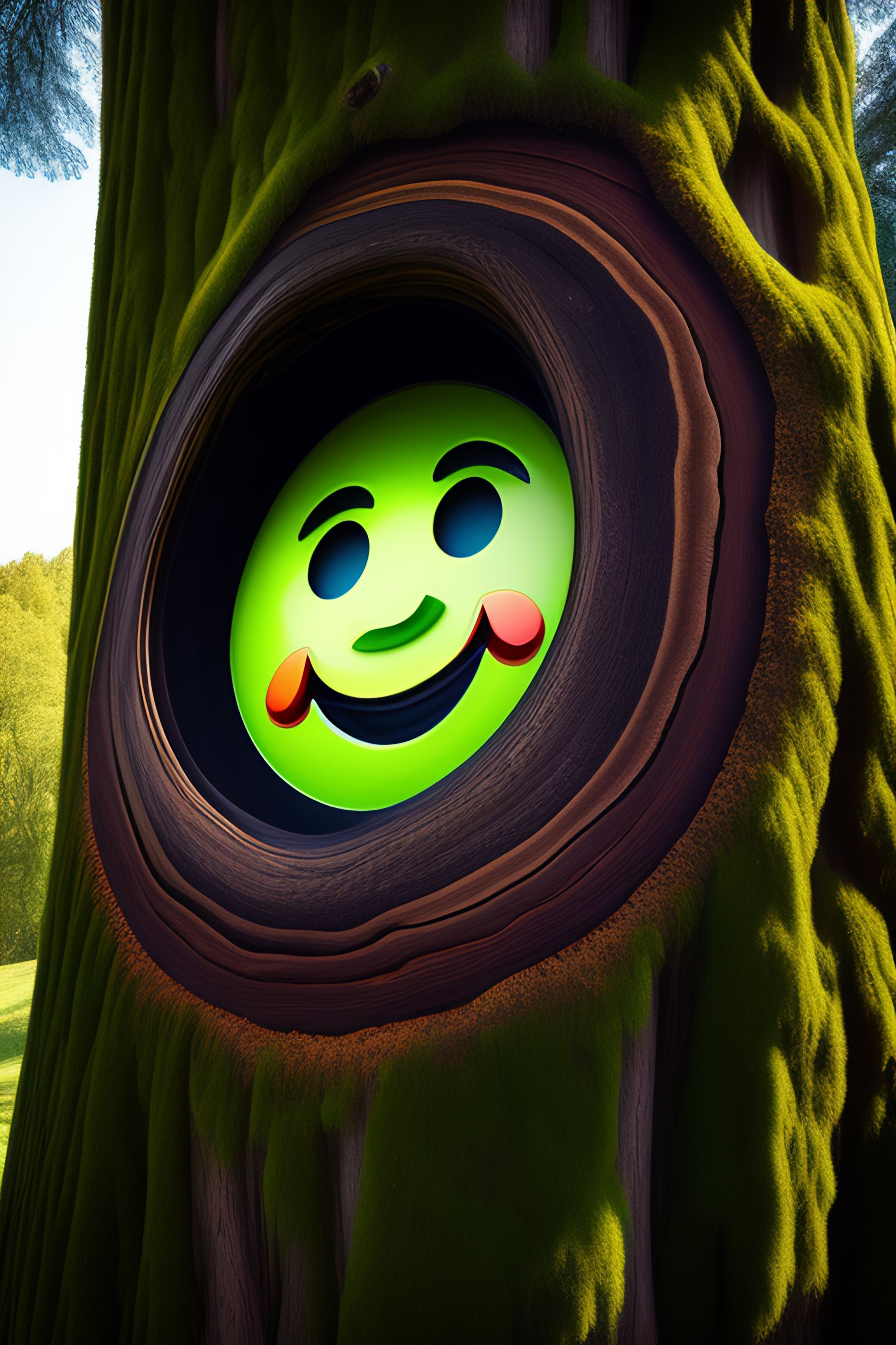 Lexica - A smile face in a tree trunk