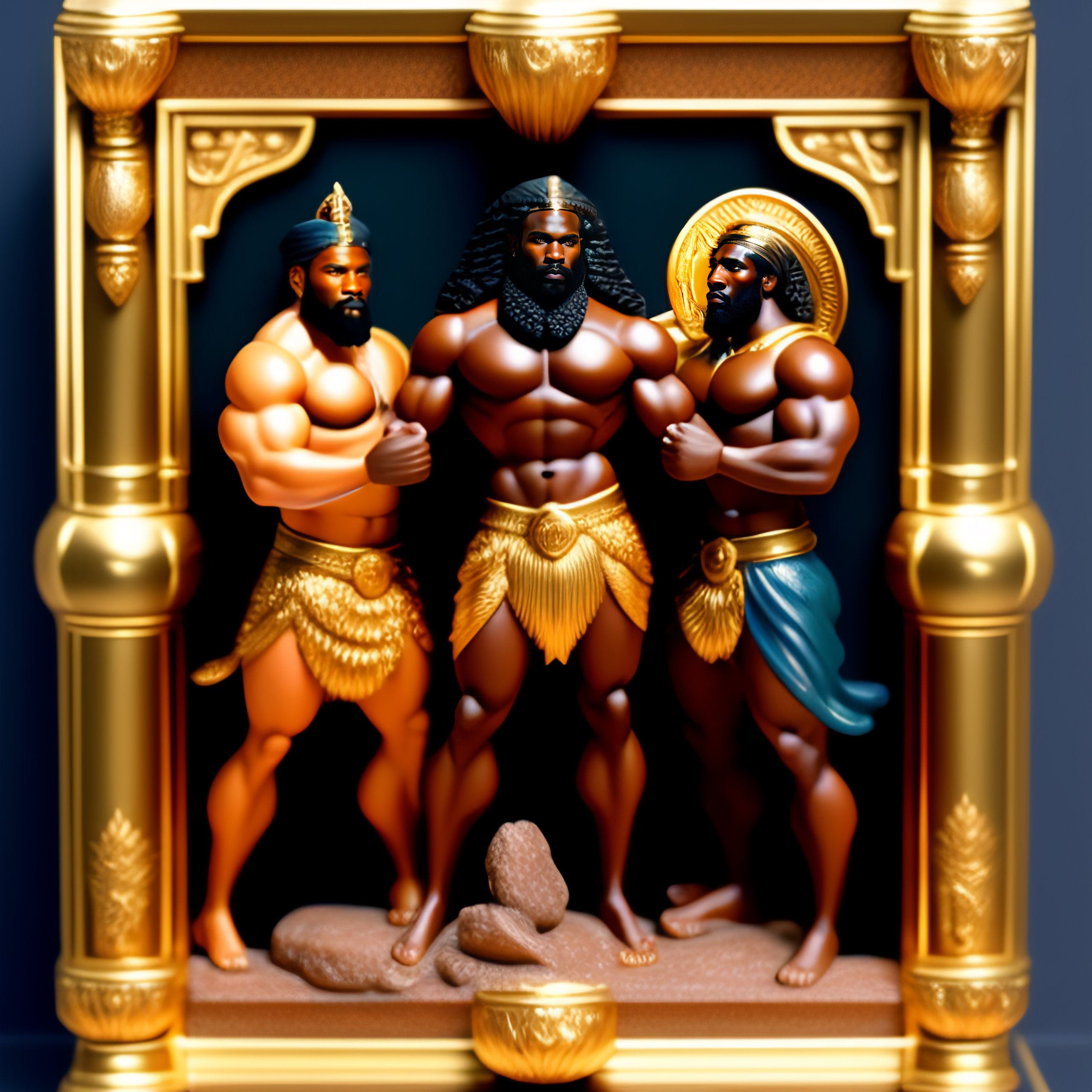 Lexica - Three muscular bearded african american men, on mount Olympus ...