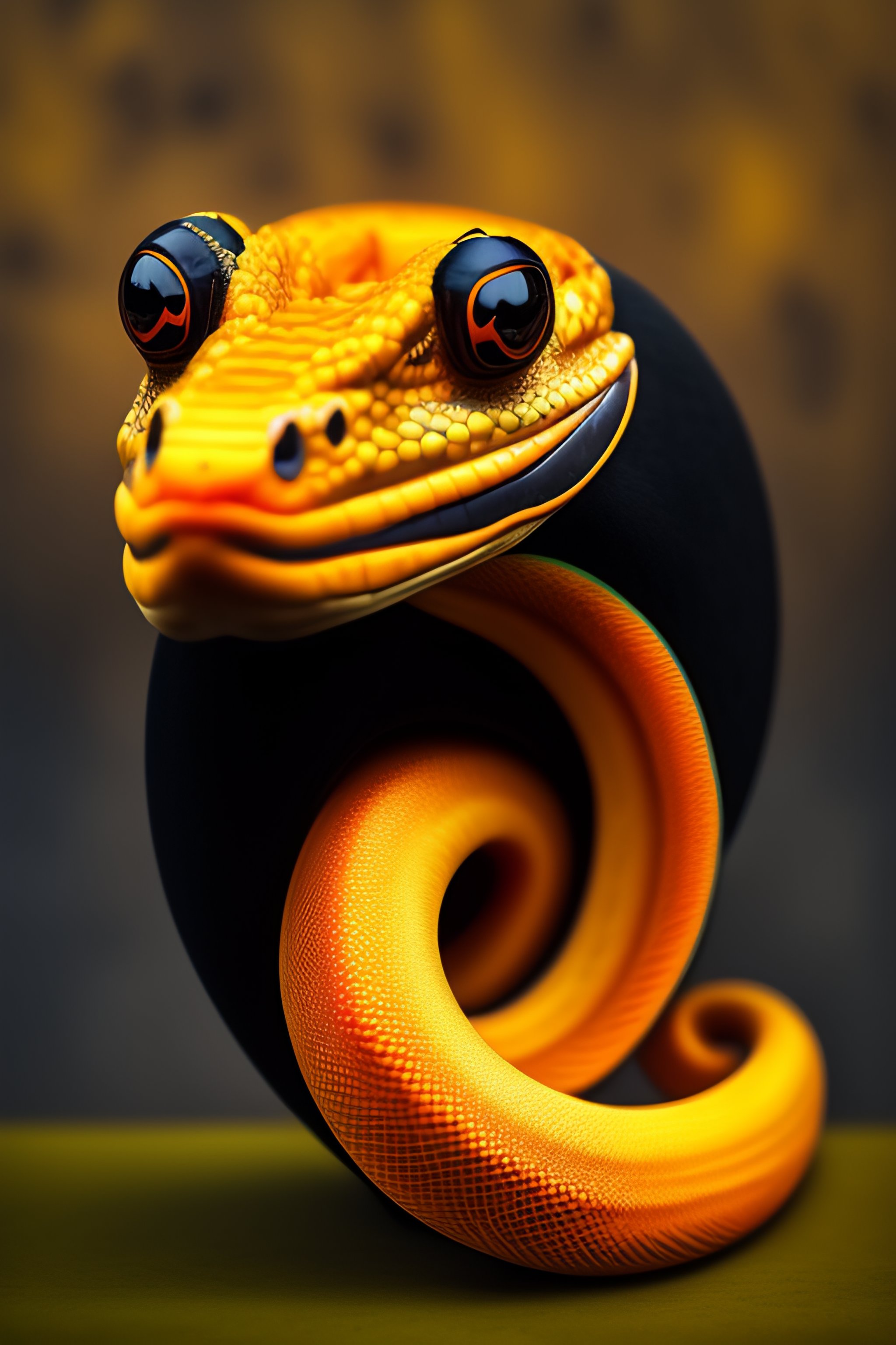 Lexica - An orange and yellow snake wearing a black bowler hat