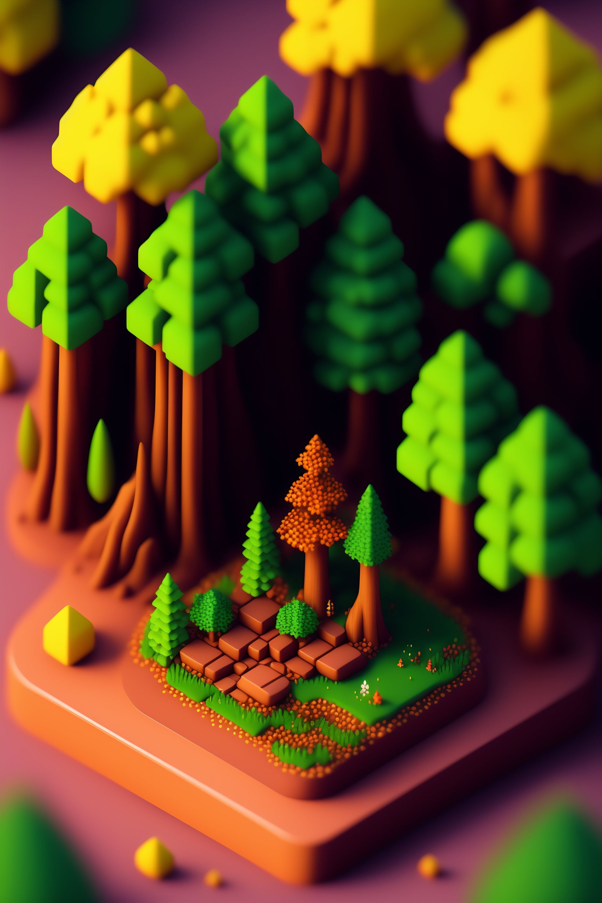 Lexica - Detailed isometric forrest, pixel art, c4d, full focus ...