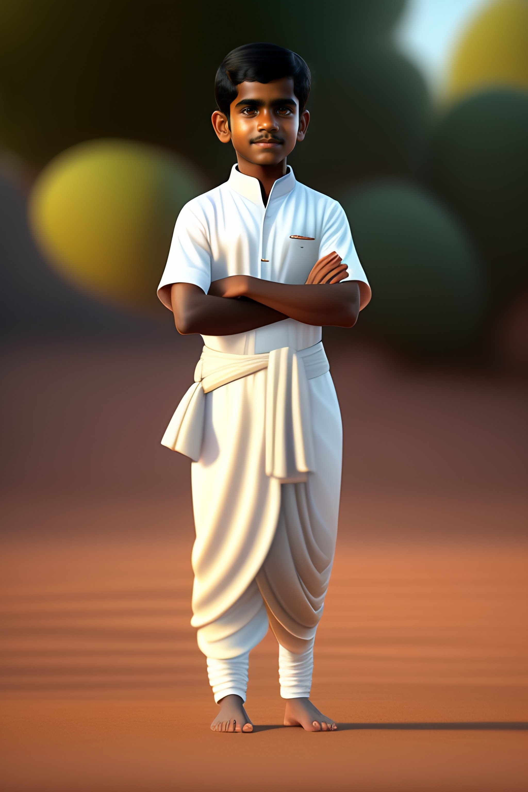 Lexica - Black hair kerala boy in white dhothi, standing centre of a ...