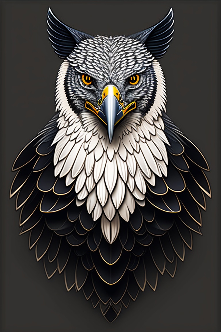 Lexica - Symmetry, one eagle head and only facing front, glare, black ...