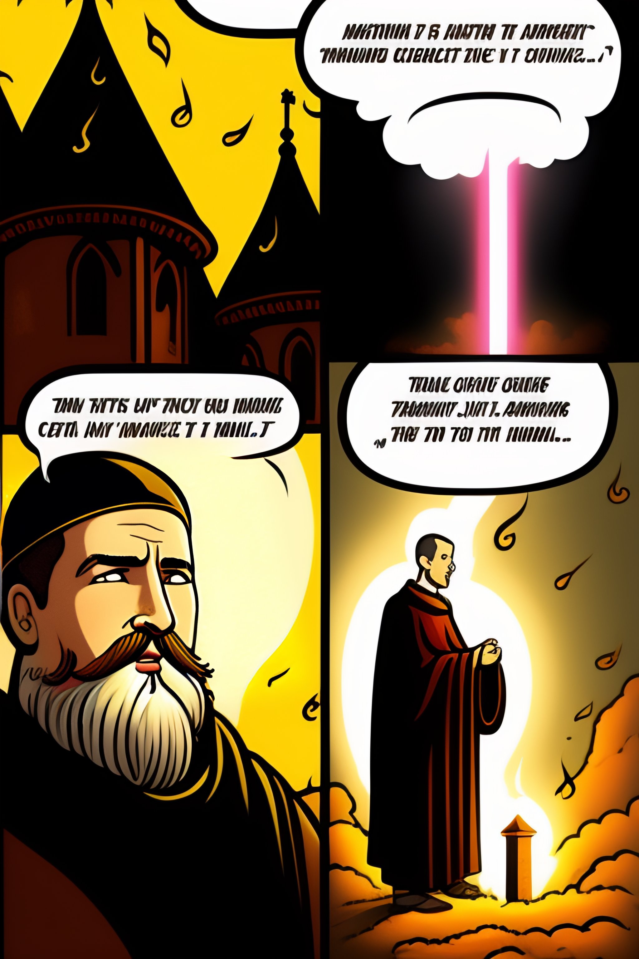 Lexica - Multipanel Cartoon Comic of catholic Monk being killed by ...