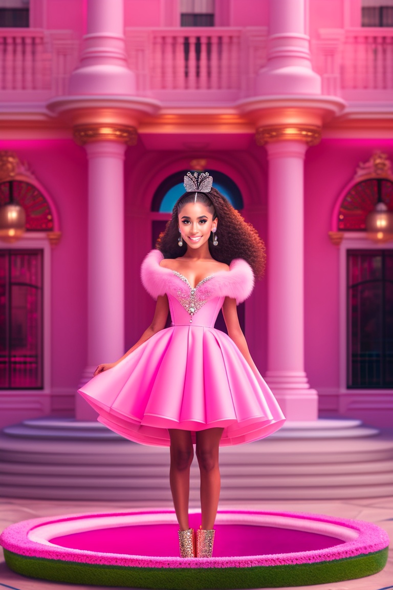 Lexica An Ariana Grande album cover with her in front of a Pink