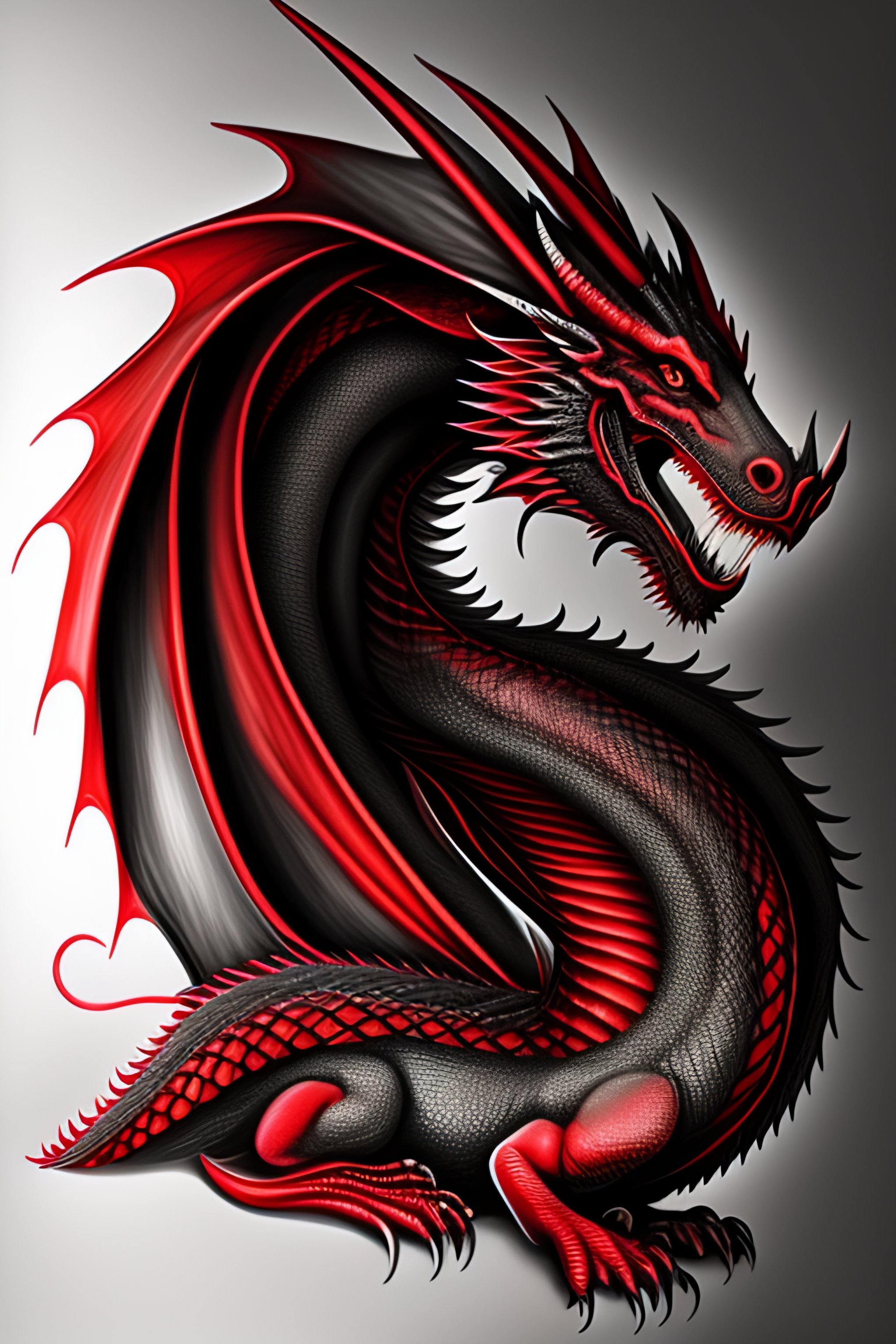 Lexica Dragon Pencil Drawing Fine Details Red And Grey Full Body 