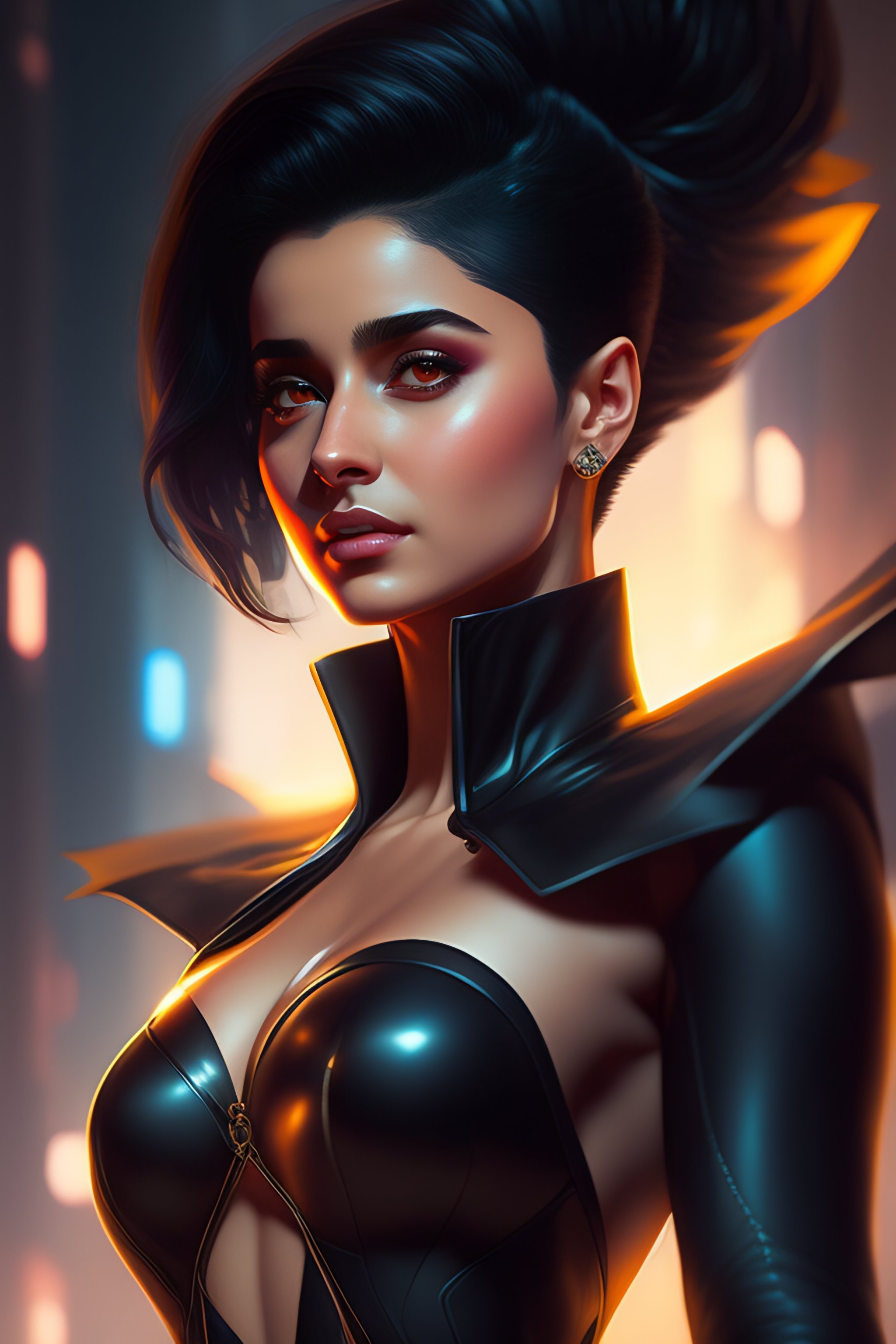 Lexica - Alia bhatt batman cyberpunk sharp details, short hair, sharp  focus, elegant, highly detailed, illustration, by jordan grimmer and greg  rutko...