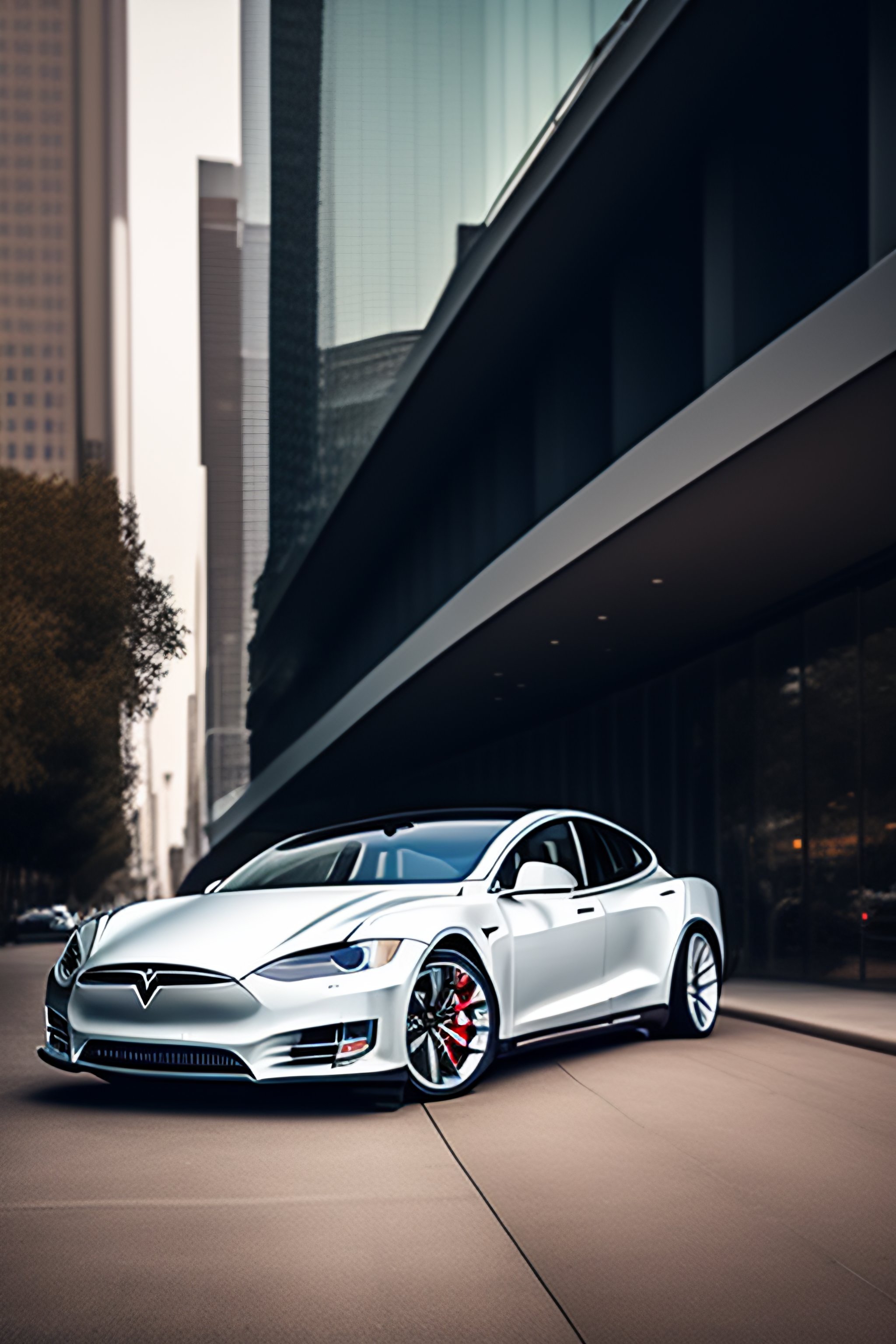 Lexica - Tesla car fast in downtown