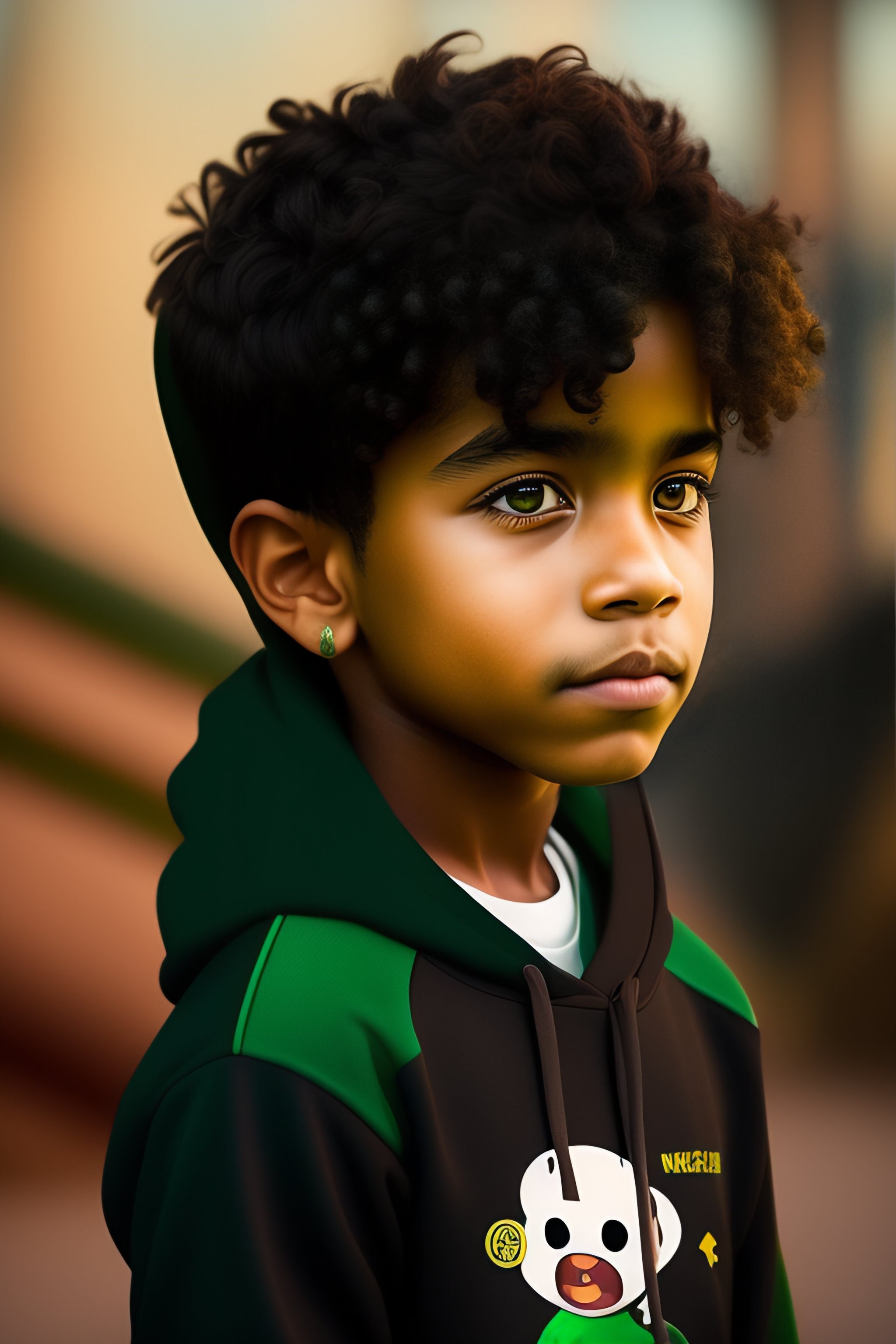 Lexica - A anime brown boy with green eyes and a bone mouth, wearing a ...