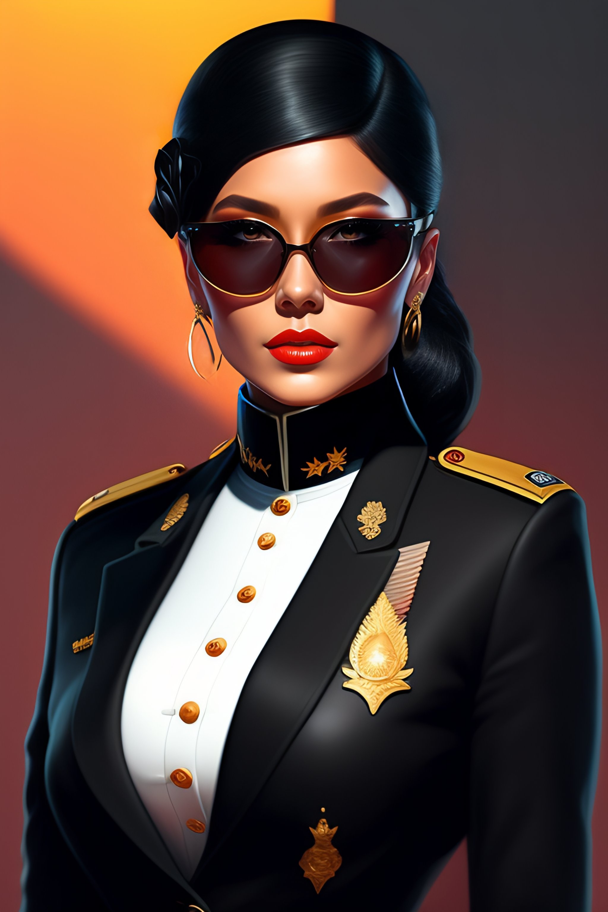 Lexica - Portrait of old policewoman, full body, with sunglasses, black ...